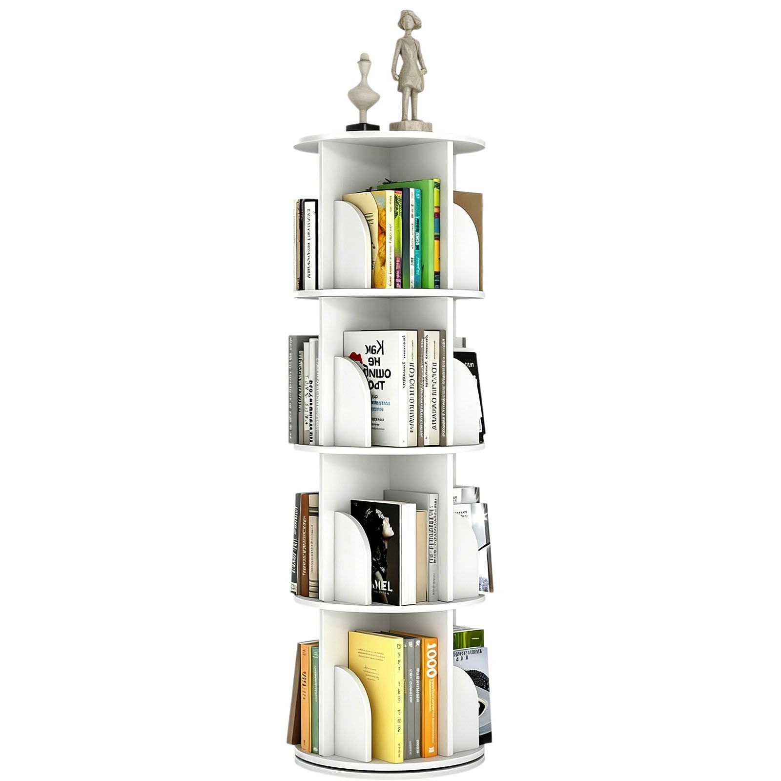 Metal Bookcase, 4 Shelves, 50 in Tall, White