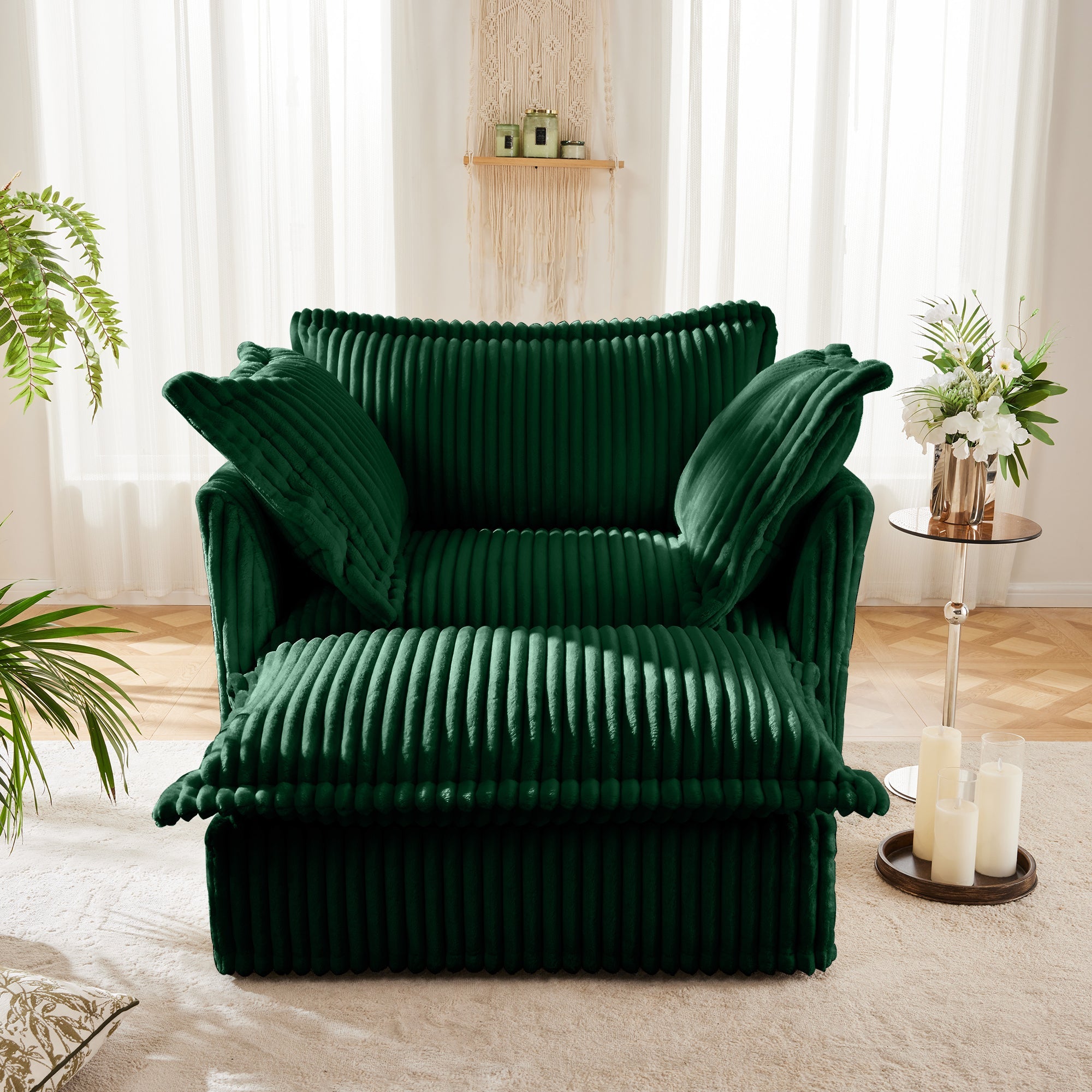 Fluffy Lounge Chair in Corduroy Emerald #Fabric_Corduroy Emerald