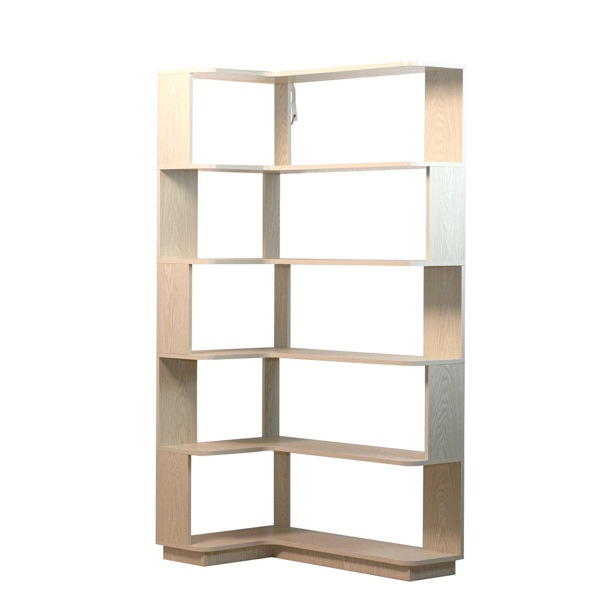 Bookcase, 5 Shelves, L-Shaped, 64.6 in Tall, White