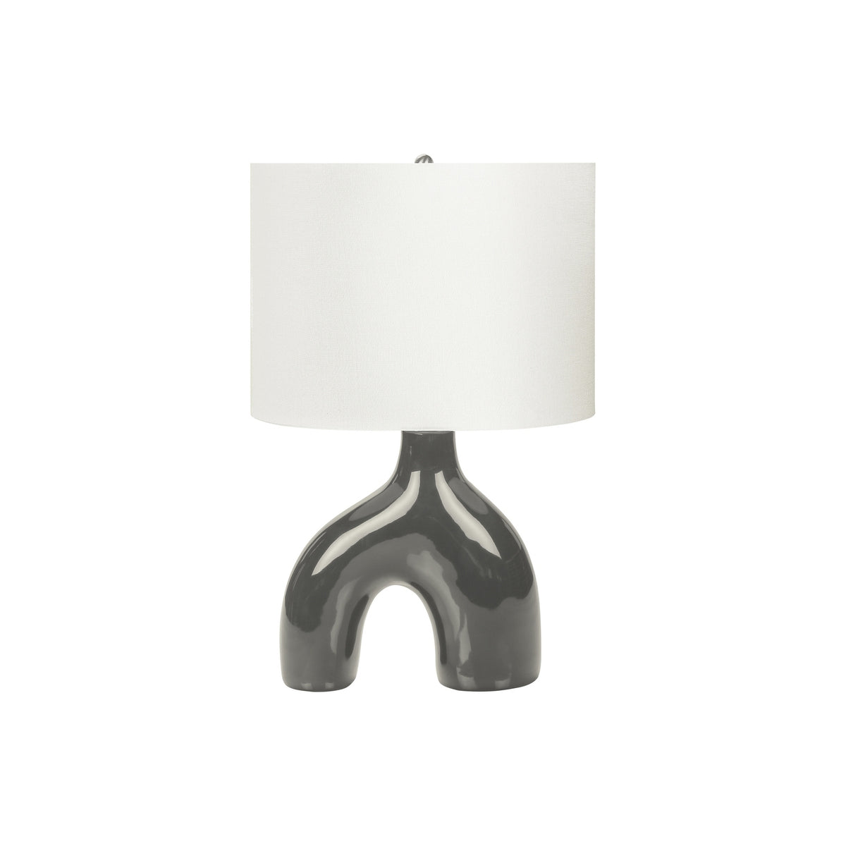 Table Lamp with Ceramic Base and Fabric Shade, 25 in, Grey