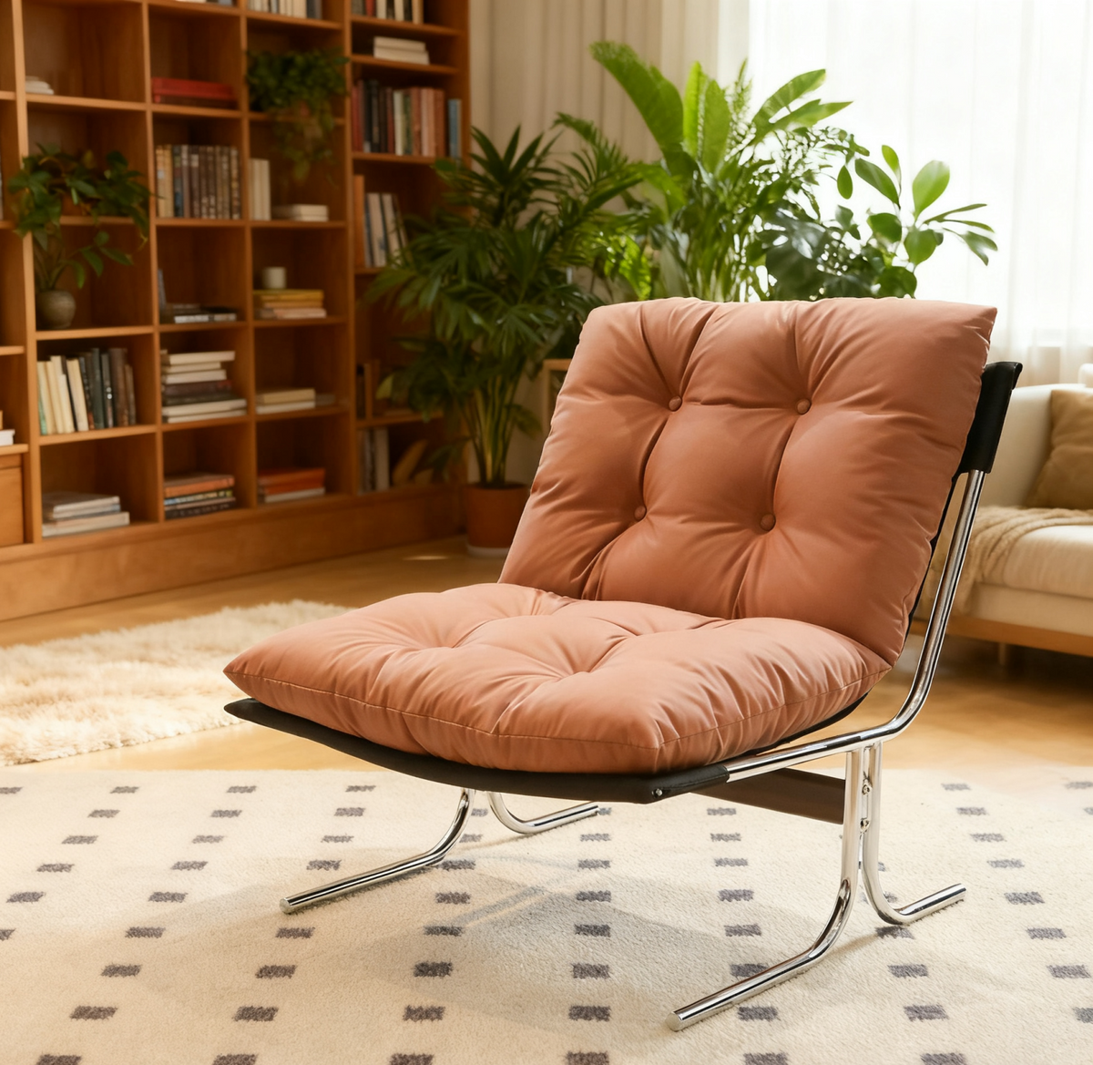 Brown Vegan Leather Accent Chair
