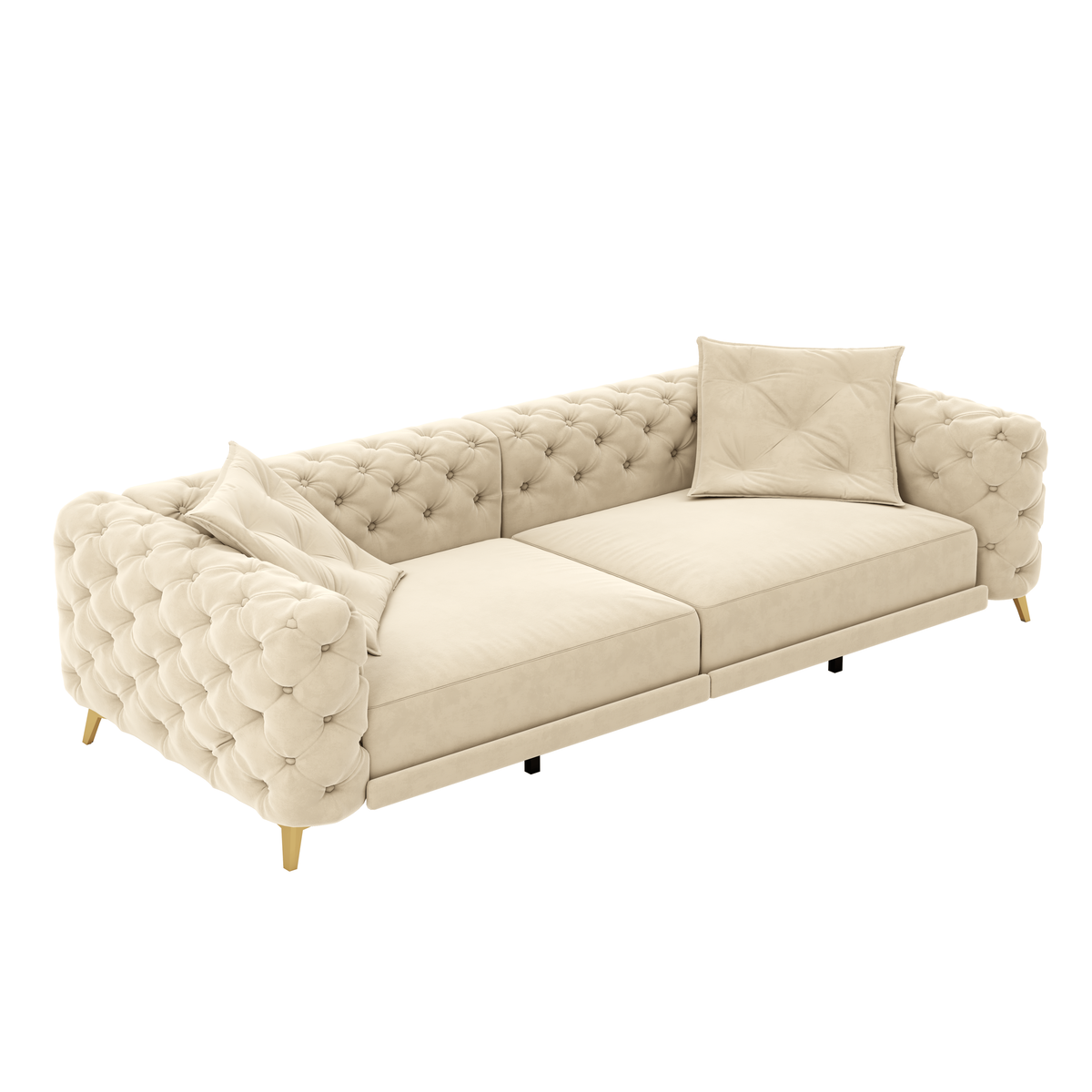 Orange Tufted Velvet 4-Seat King Sleeper Sofa with Ottoman, 97.7 in Wide