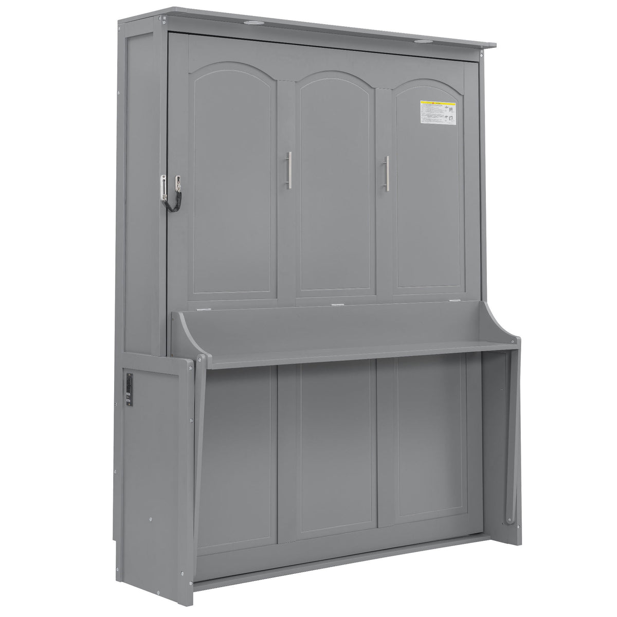 Queen Murphy Bed with Desk, LED Lights and USB Charging