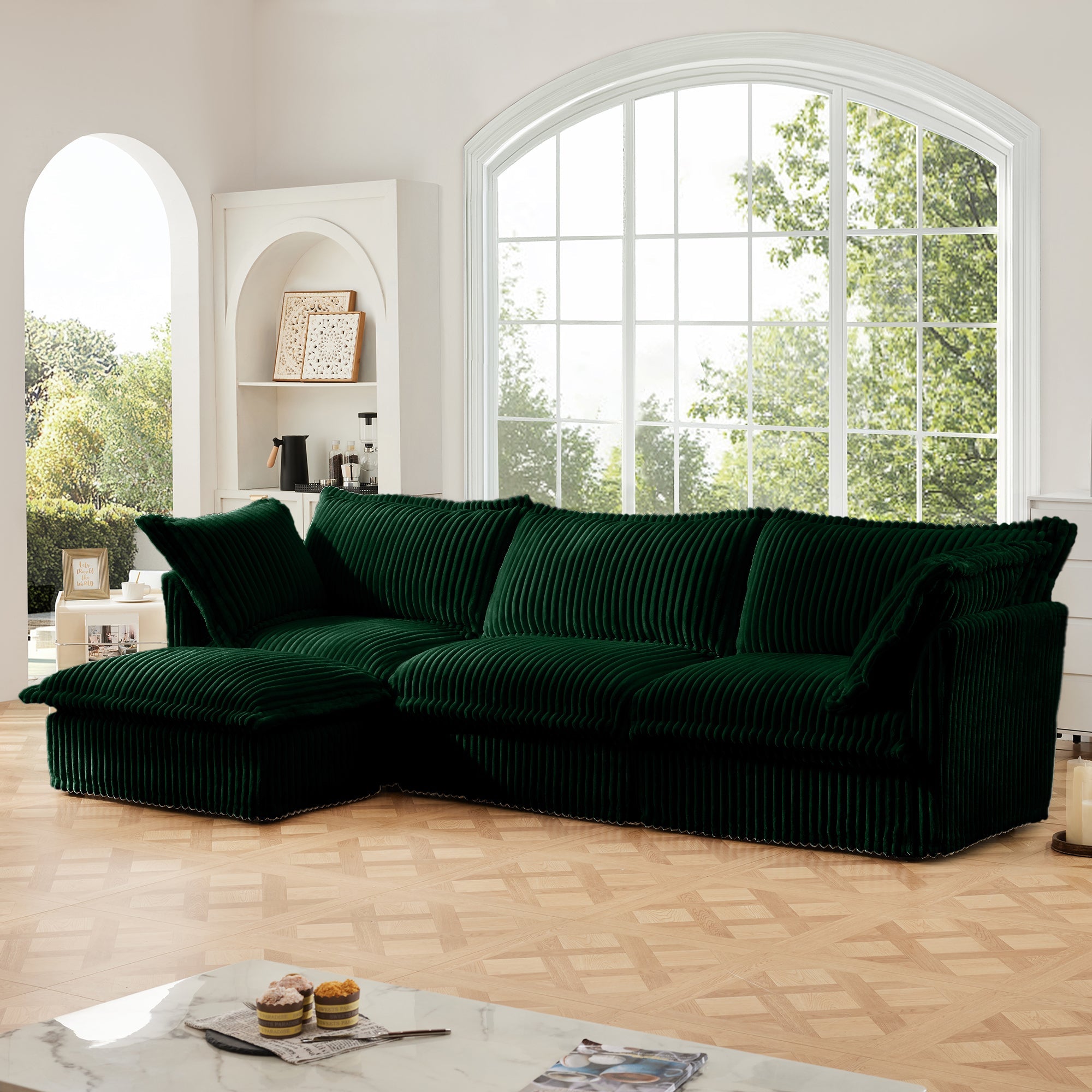 Fluffy 3-Seat Modular Sofa in Corduroy Emerald #OttOnly_1 #Fabric_Corduroy Emerald