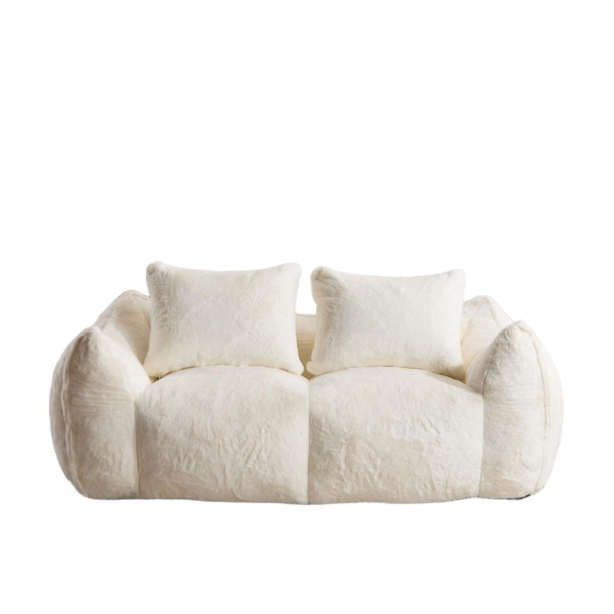 White Plush Bean Bag Sofa, 75.2 in Wide