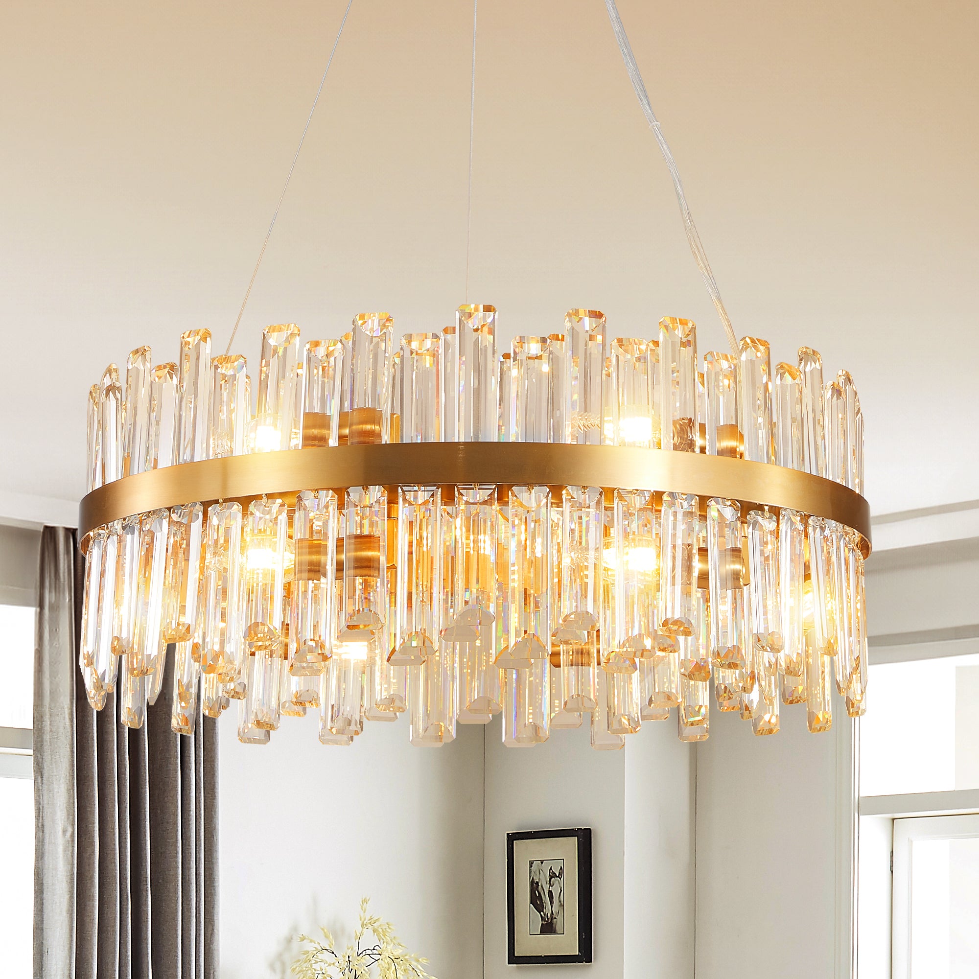 Gold Modern LED Chandelier, 24 in