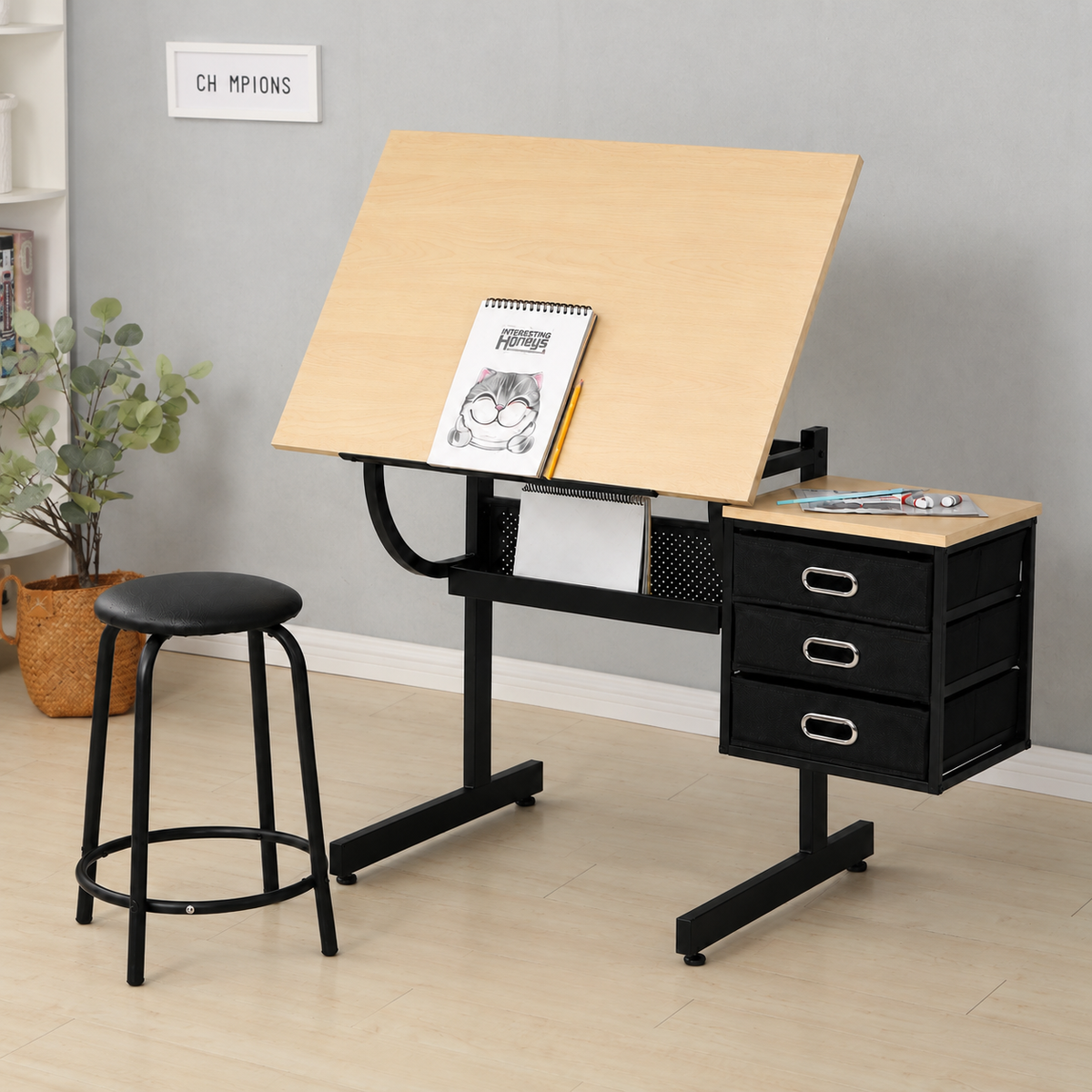 Drafting Table, 45.3 in, Maple