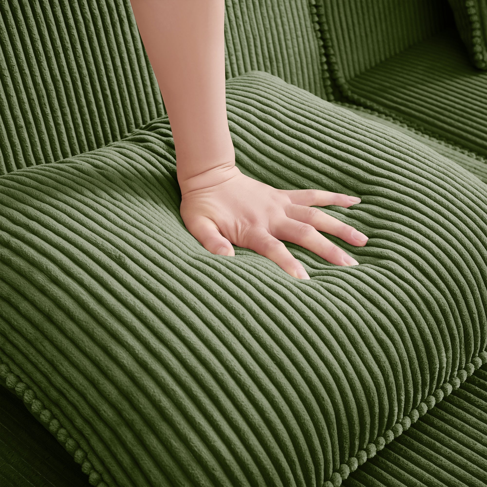 Hudson 4-Seat Boneless Couch in Olive #Color_Olive