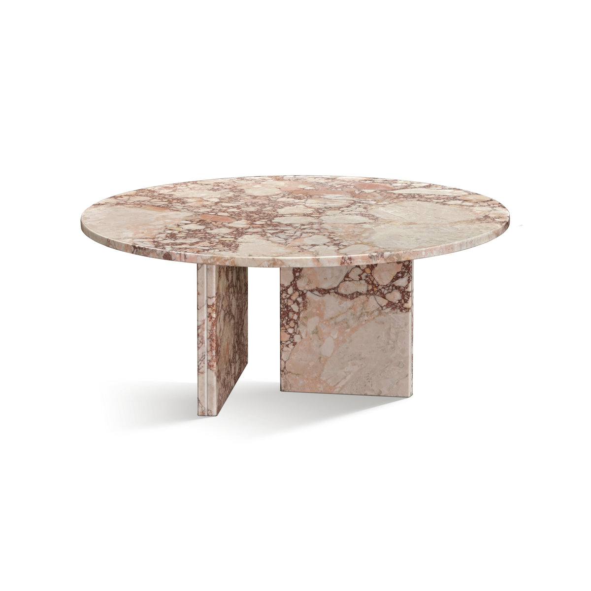 Pink Natural Marble Round Coffee Table, 27.6 in