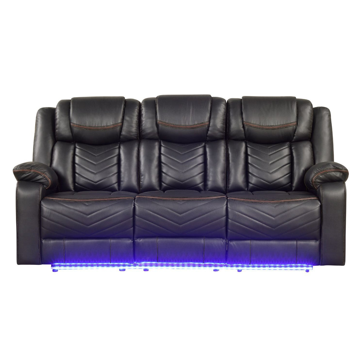 Gray Vegan Leather Power Reclining Sofa, 81.1 in Wide