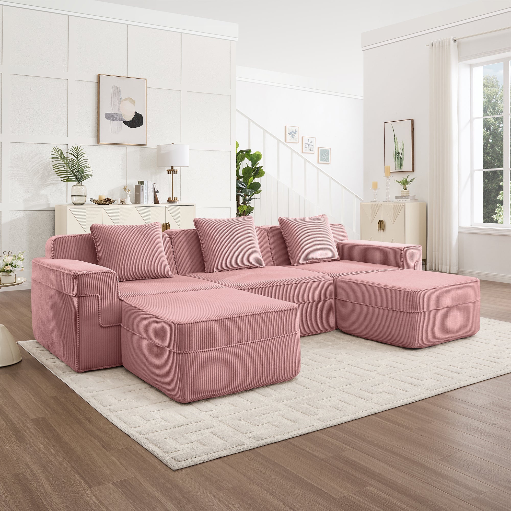 Hudson 3-Seat Boneless Couch in Pink #OttOnly_2 #Color_Pink