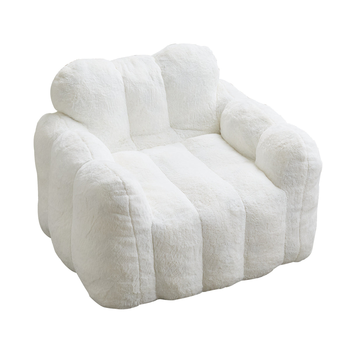 White Plush Couch, No Assembly, 43.7 in Wide