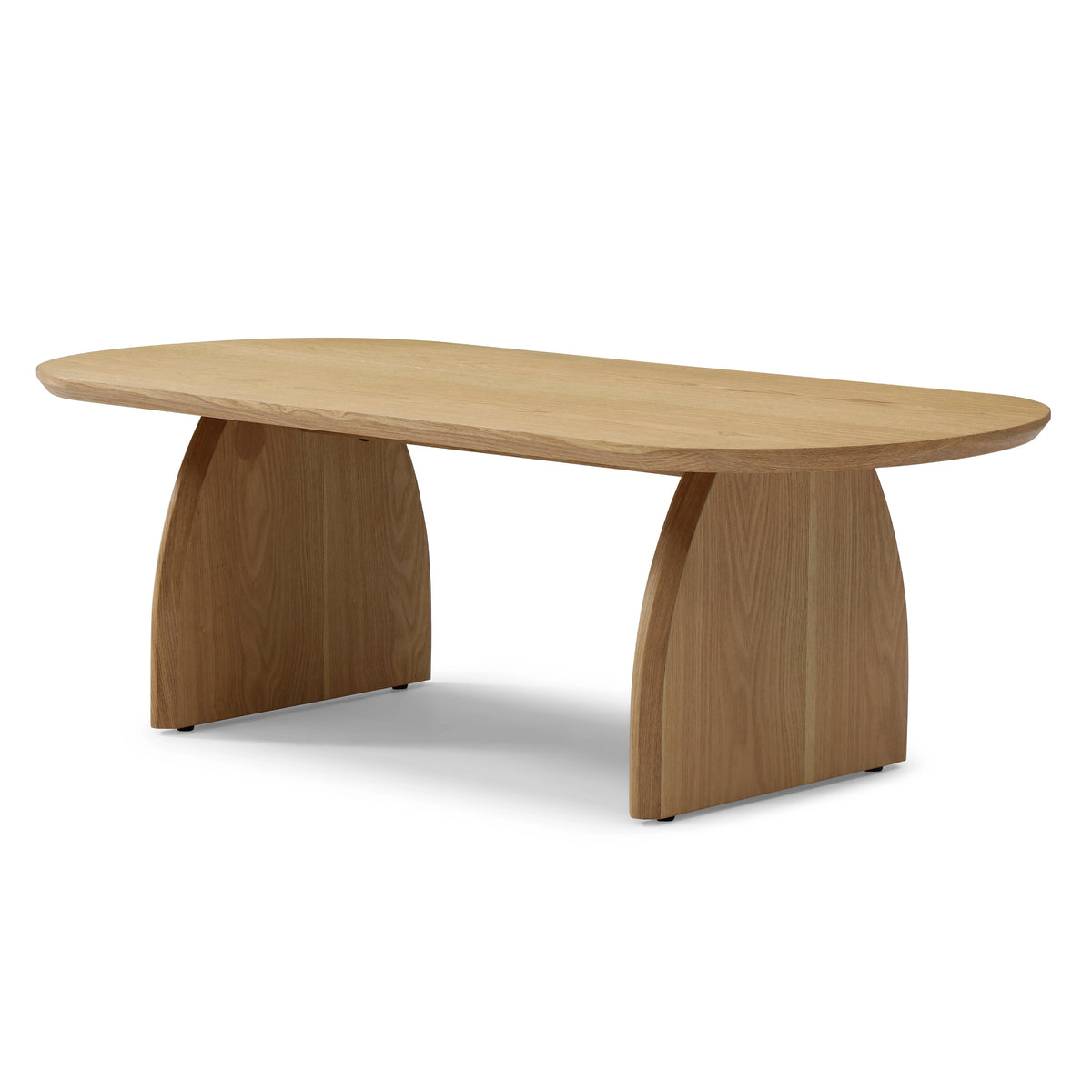 Natural Mid-Century Arched-Leg Oval Coffee Table, 47.2 in