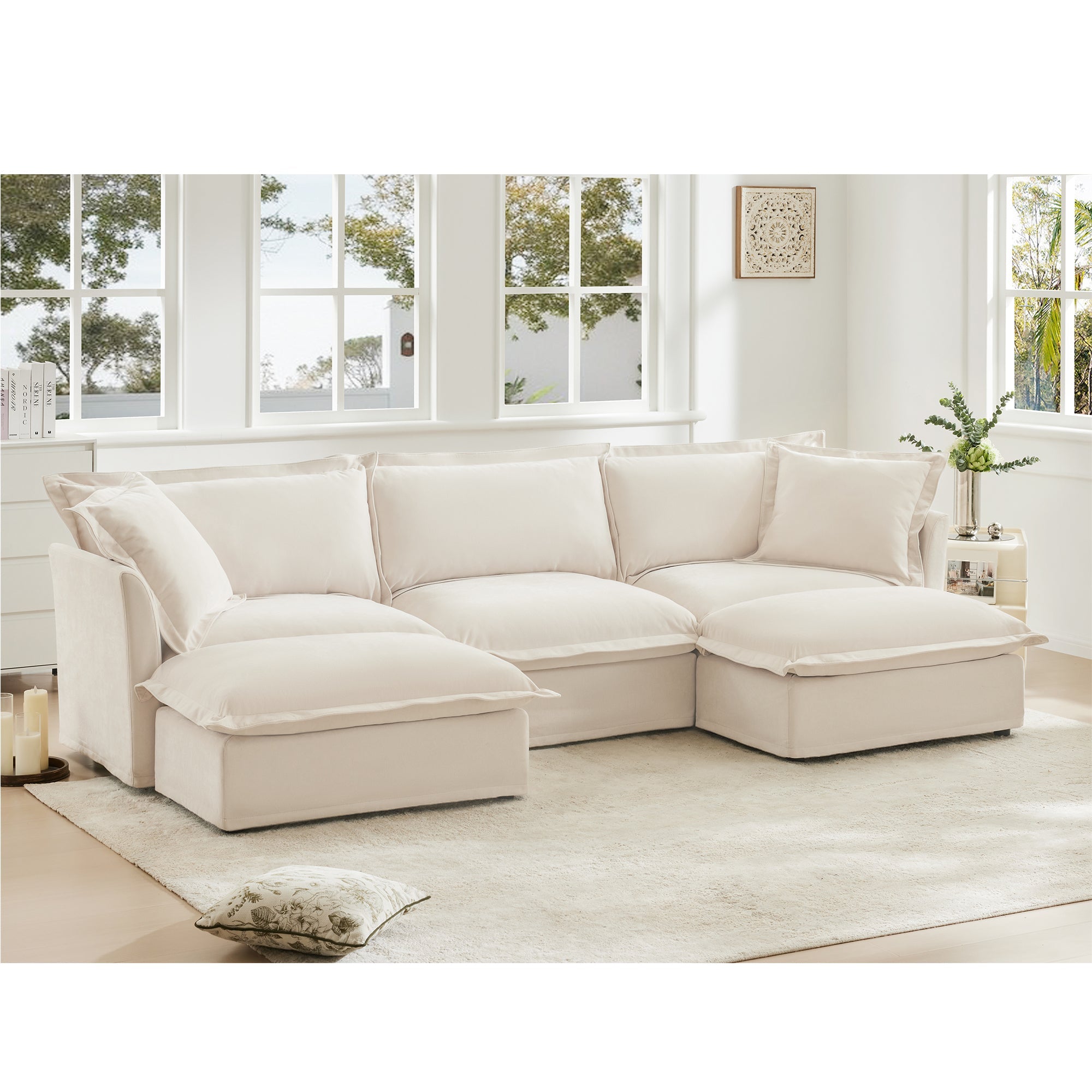 Fluffy 3-Seat Modular Sofa in Chenille Cream #OttOnly_2 #Fabric_Chenille Cream