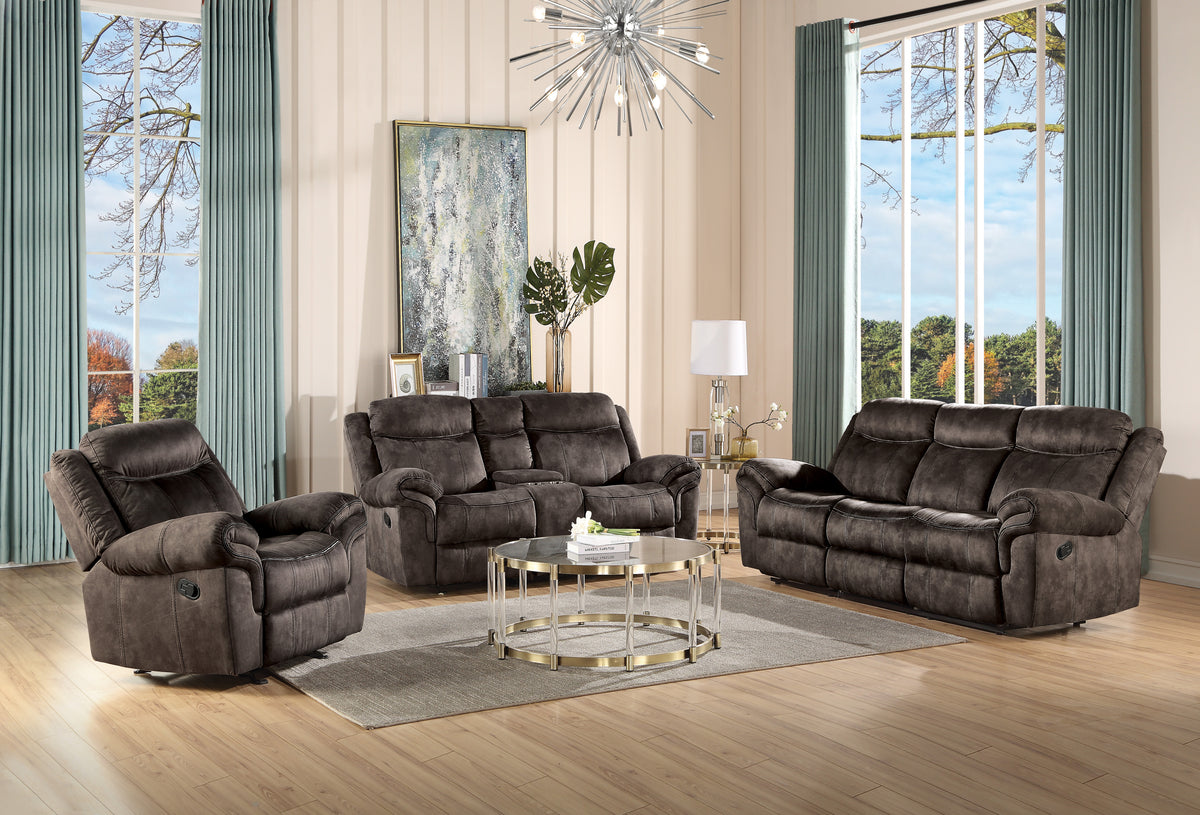 Chocolate Velvet 3-Piece Reclining Living Room Set