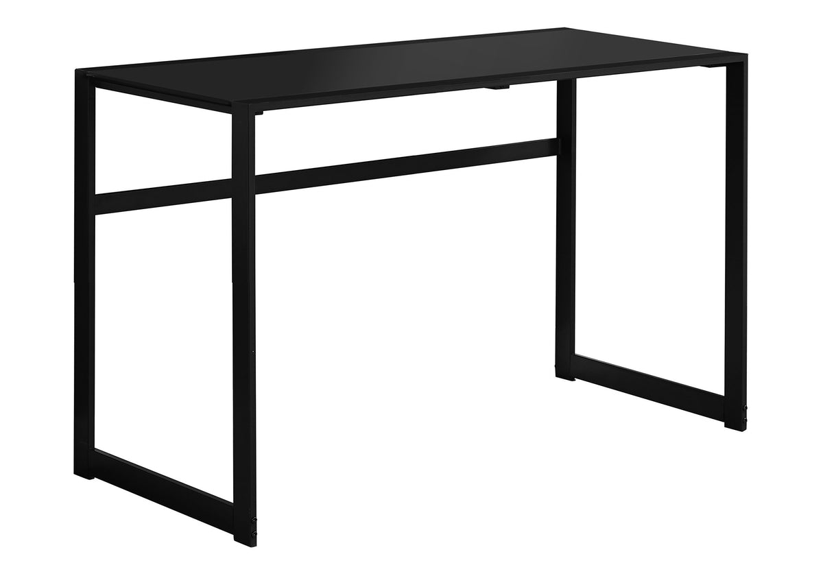 Contemporary Glass Computer Desk, 48 in, Black