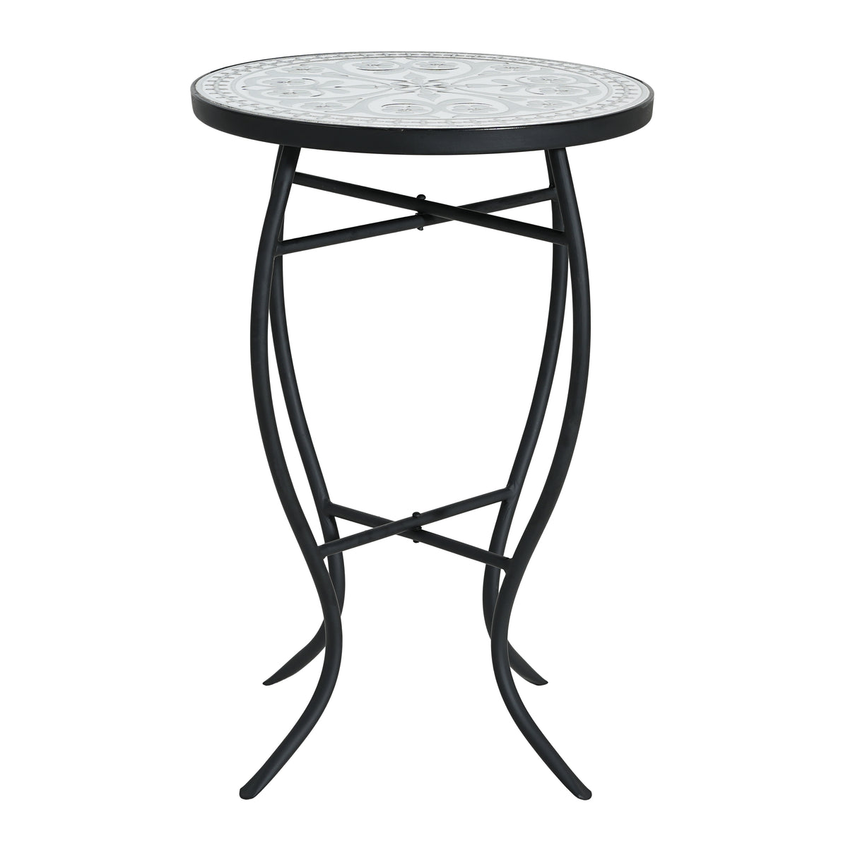 Black Metal Outdoor Side Table, Curved
