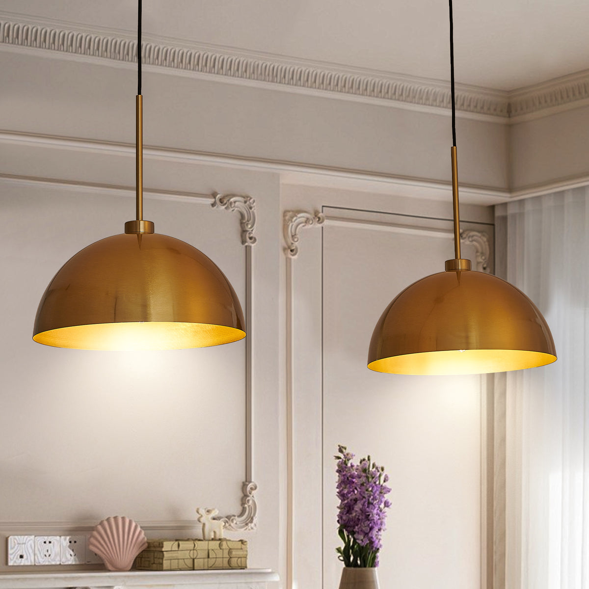 Pendant Light, 2-Light Dimmable Iron, Copper