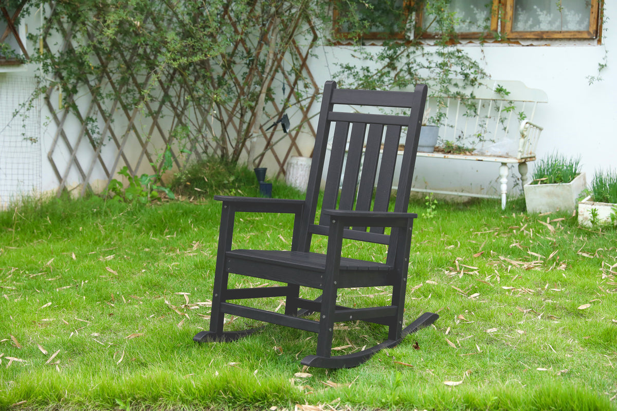 Black HDPE Outdoor Rocking Chair