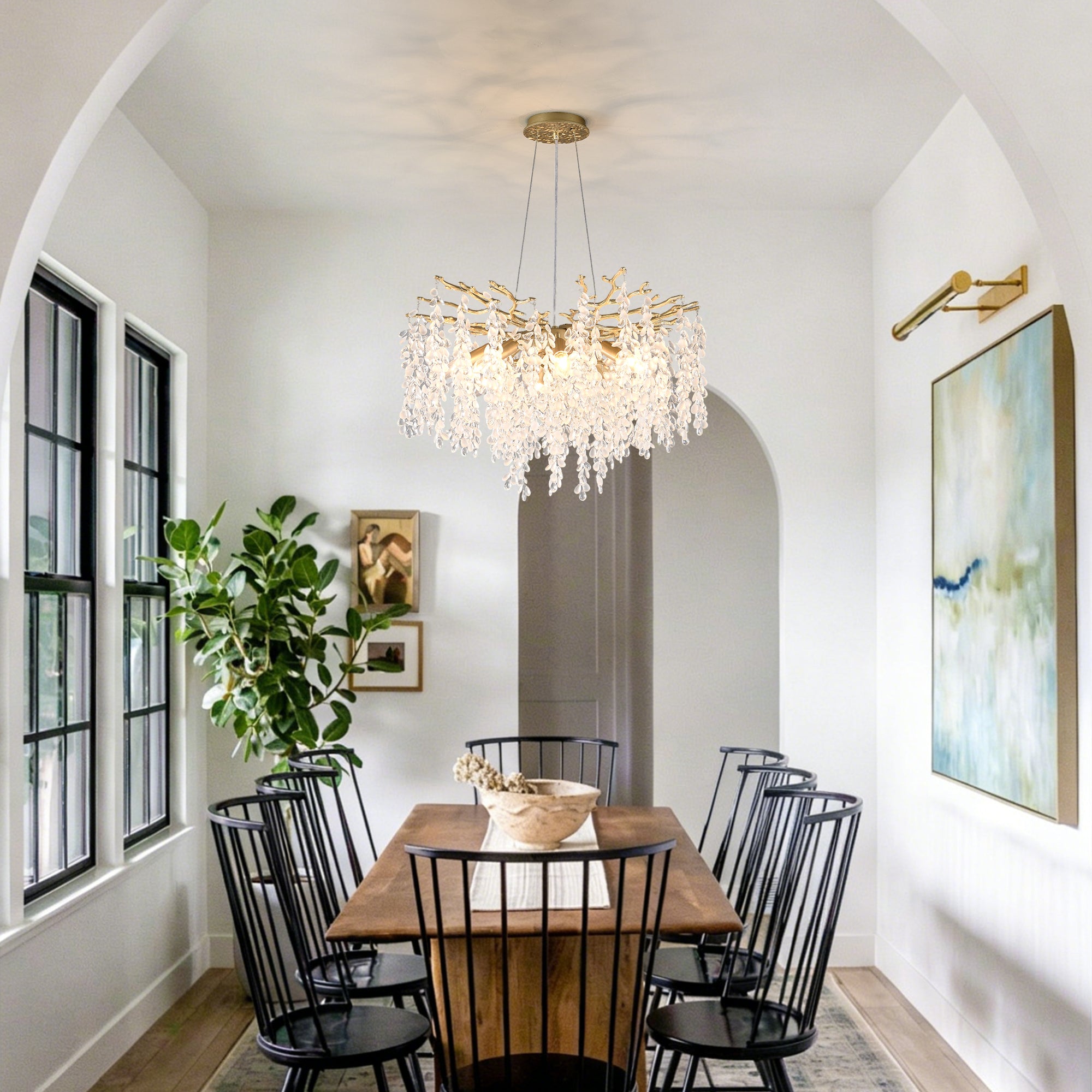 Gold Farmhouse 8-Light Chandelier, 24 in