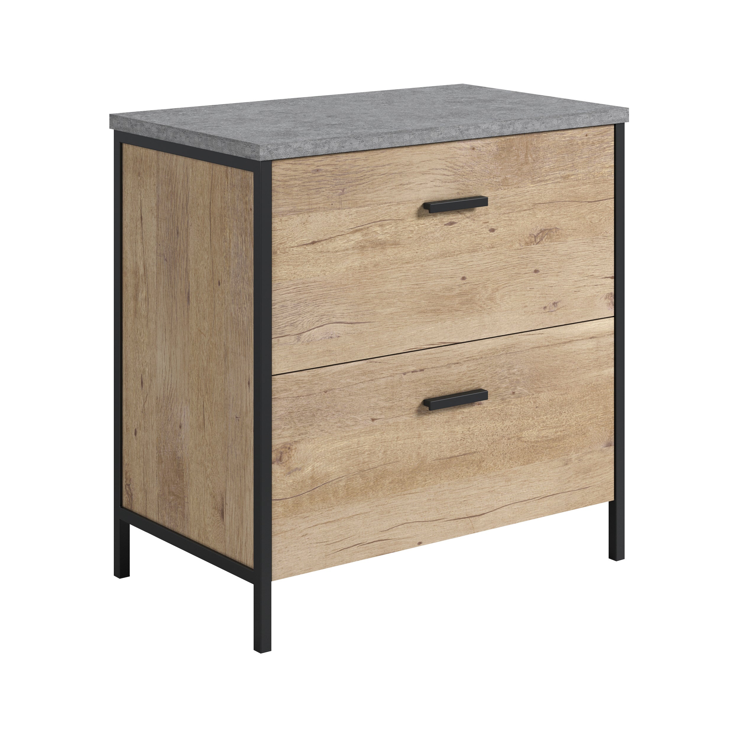 Industrial Metal File Cabinet, 2 Drawers, 30.6 in Tall, Brown