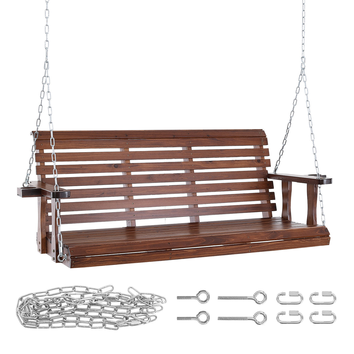 Brown Porch Swing, 26.8 in Deep