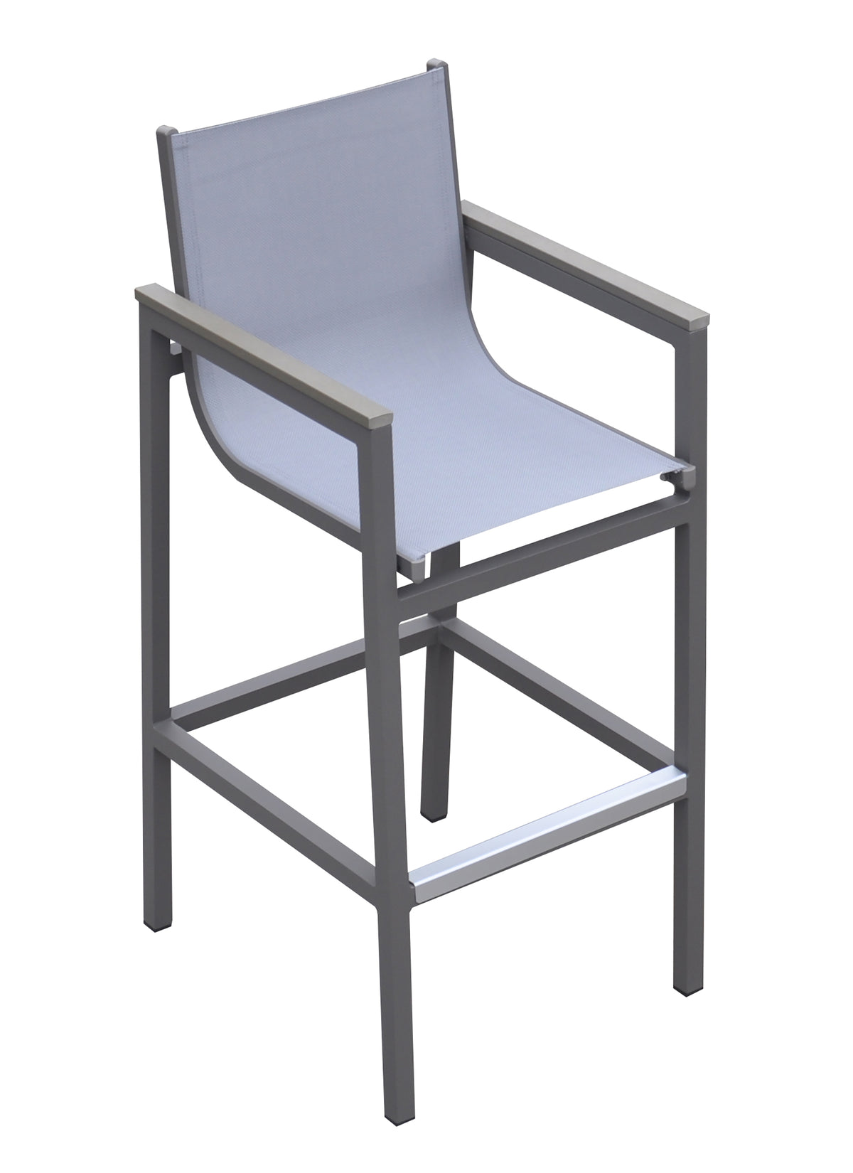 Gray Aluminum Outdoor Bar Stool, 31 in Seat Height