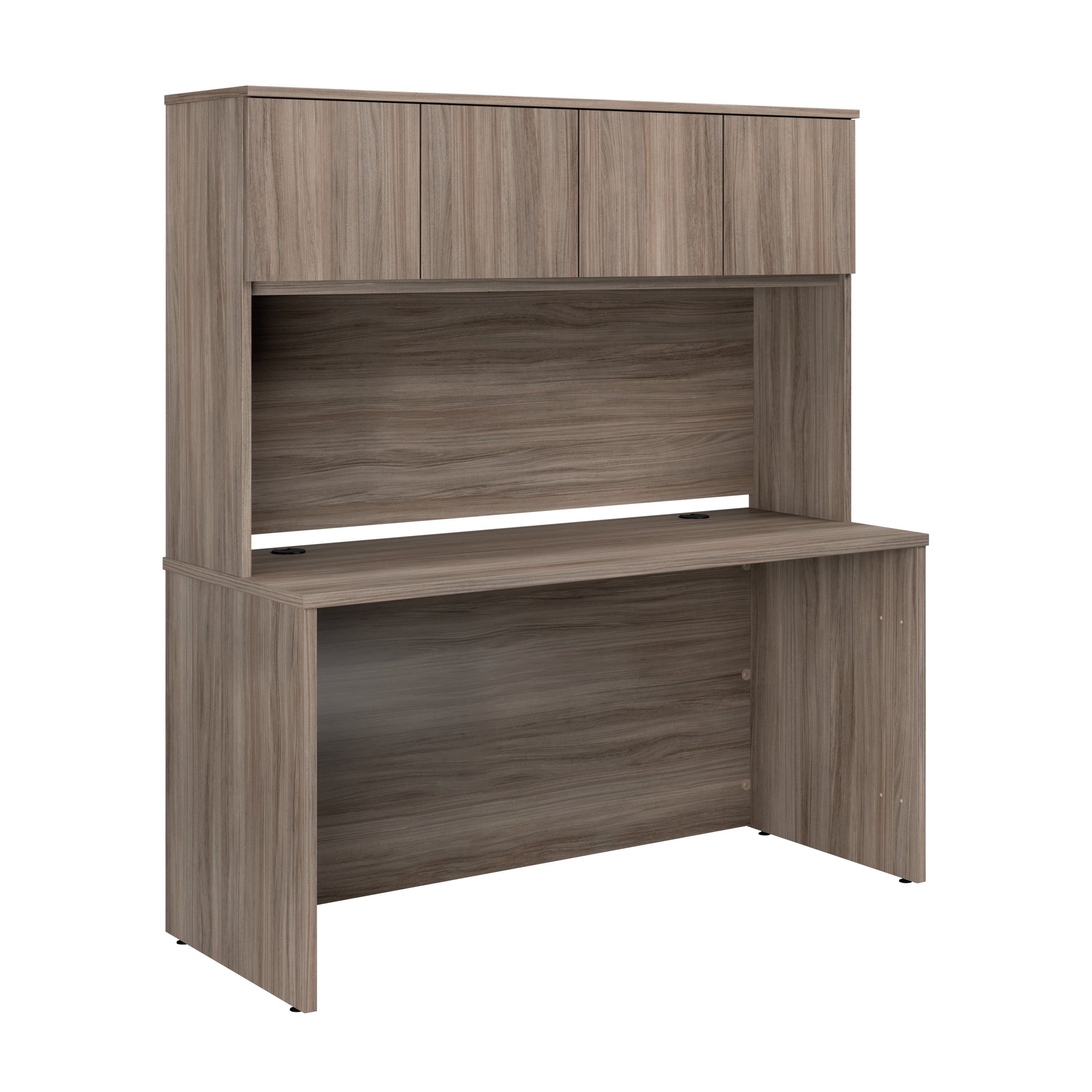 Hutch Modern Computer Desk, Cable Management, 59.1 in, Brown