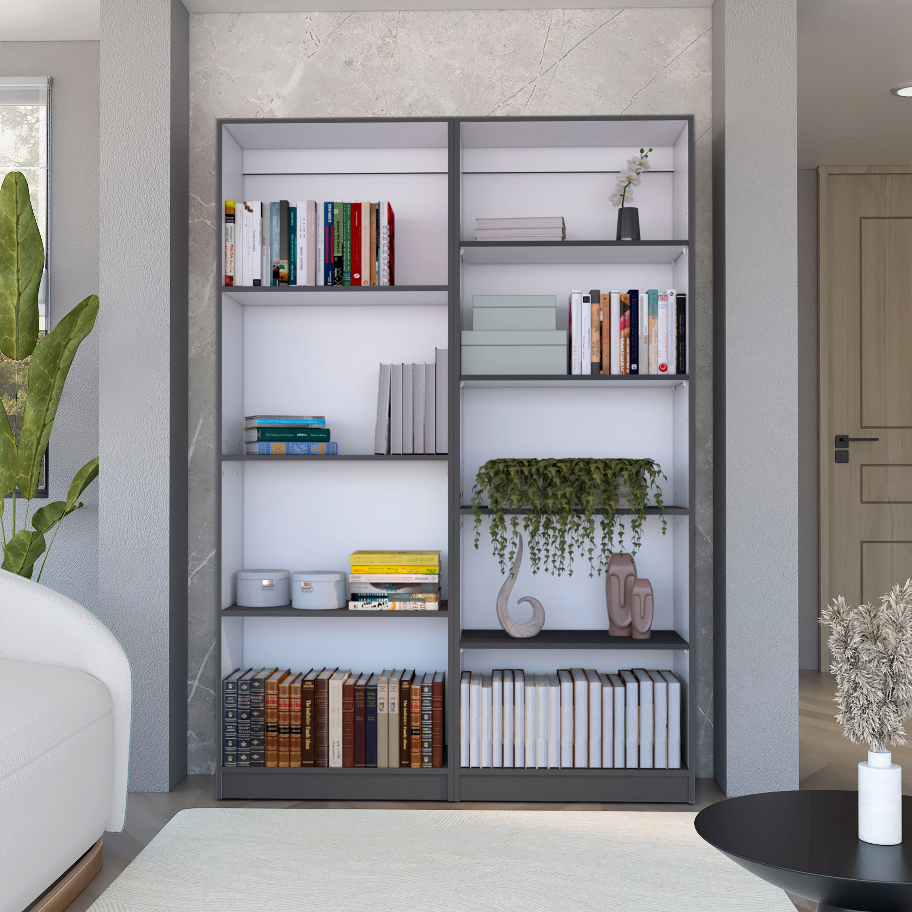 Modern Storage Cabinet, 9 Shelves, 71.1 in Tall