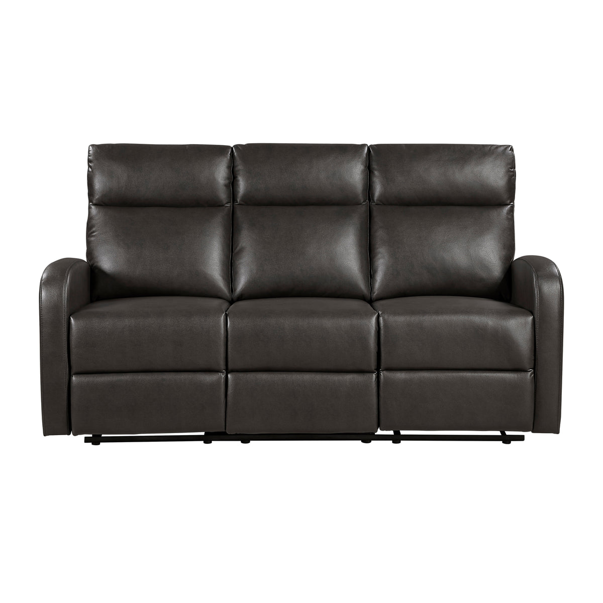 Brown Vegan Leather Reclining Sofa, 71 in Wide