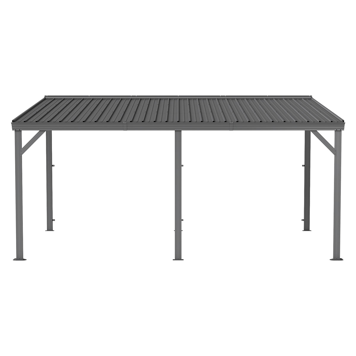 10x16 ft Gray Metal Lean-To Hardtop Gazebo