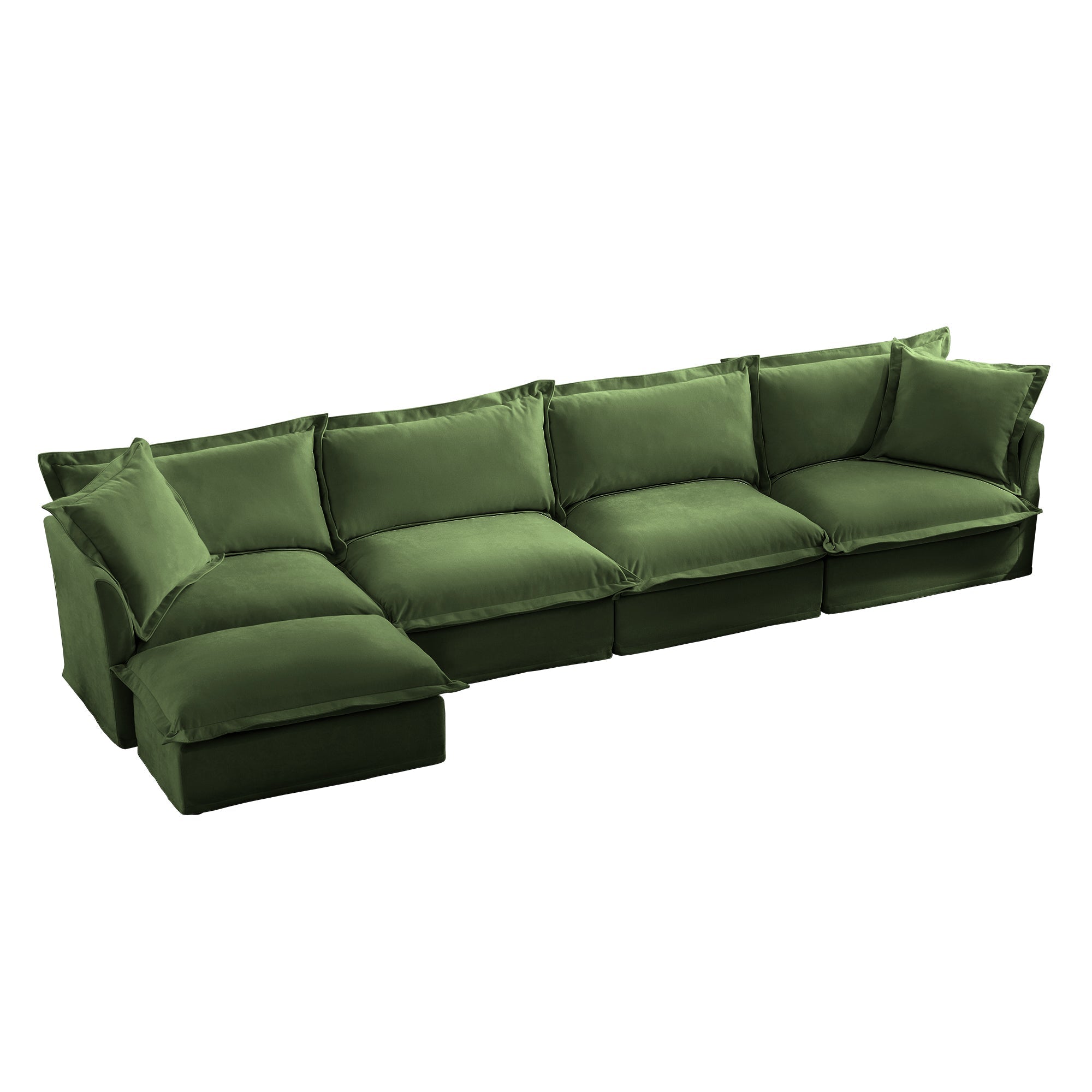 Fluffy 4-Seat Modular Sofa in Chenille Olive #OttOnly_1 #Fabric_Chenille Olive