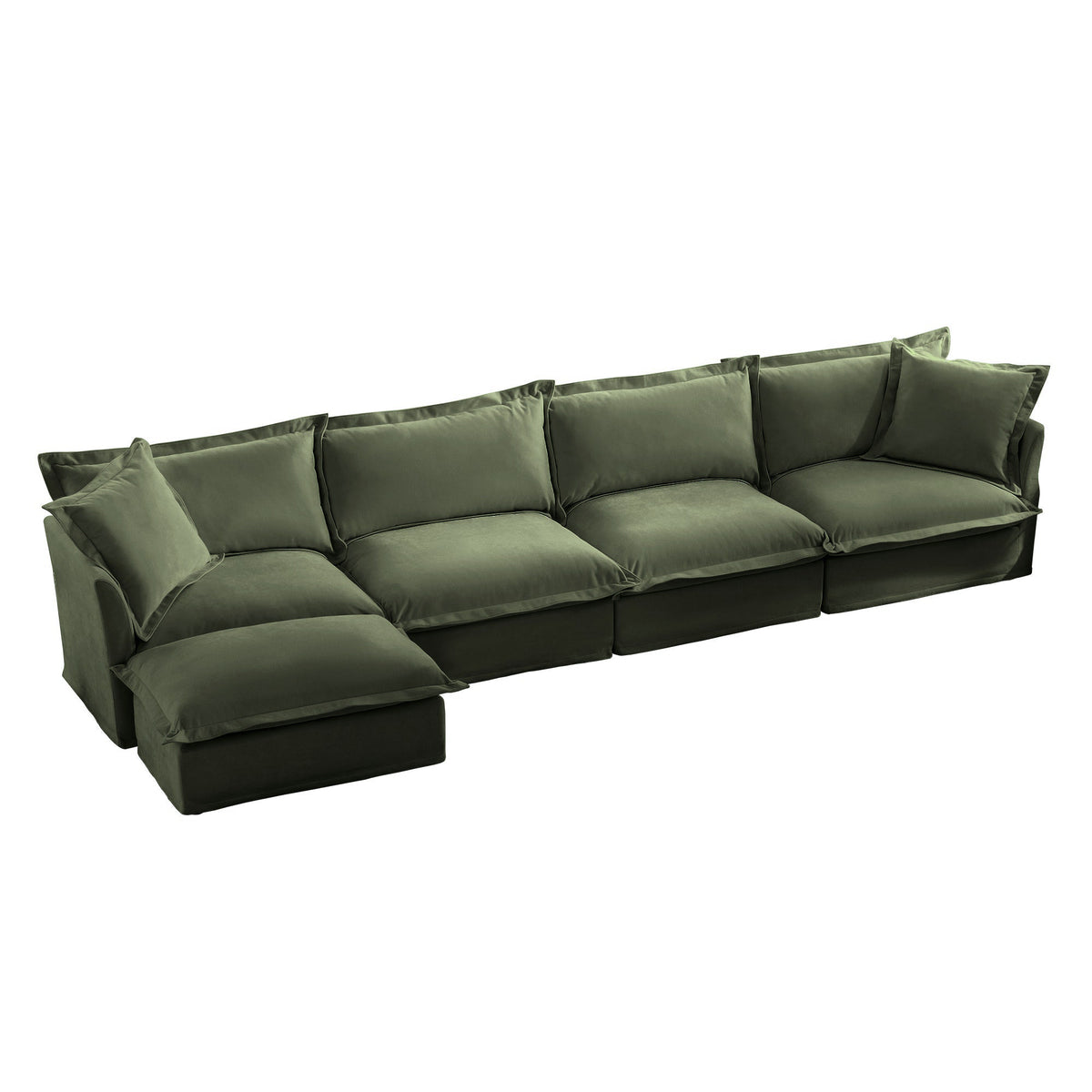 Fluffy 4-Seat Modular Sofa in Chenille Olive #OttOnly_1 #Fabric_Chenille Olive