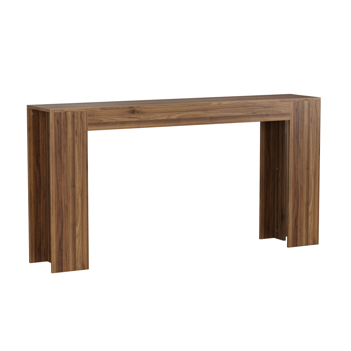 Walnut Entryway Console Table with Storage, 63 in Wide