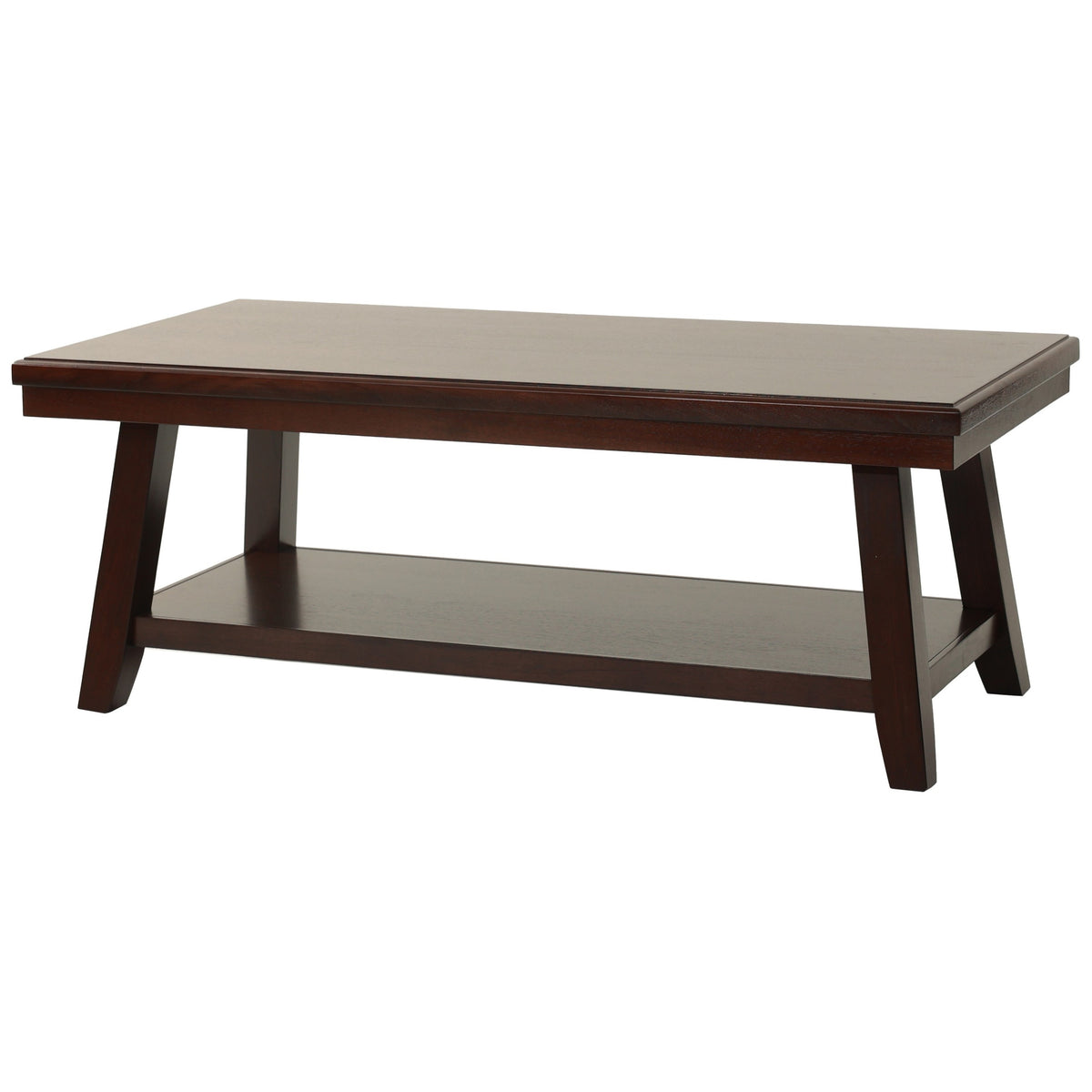 Walnut Rectangular Coffee Table with Shelf, 47 in