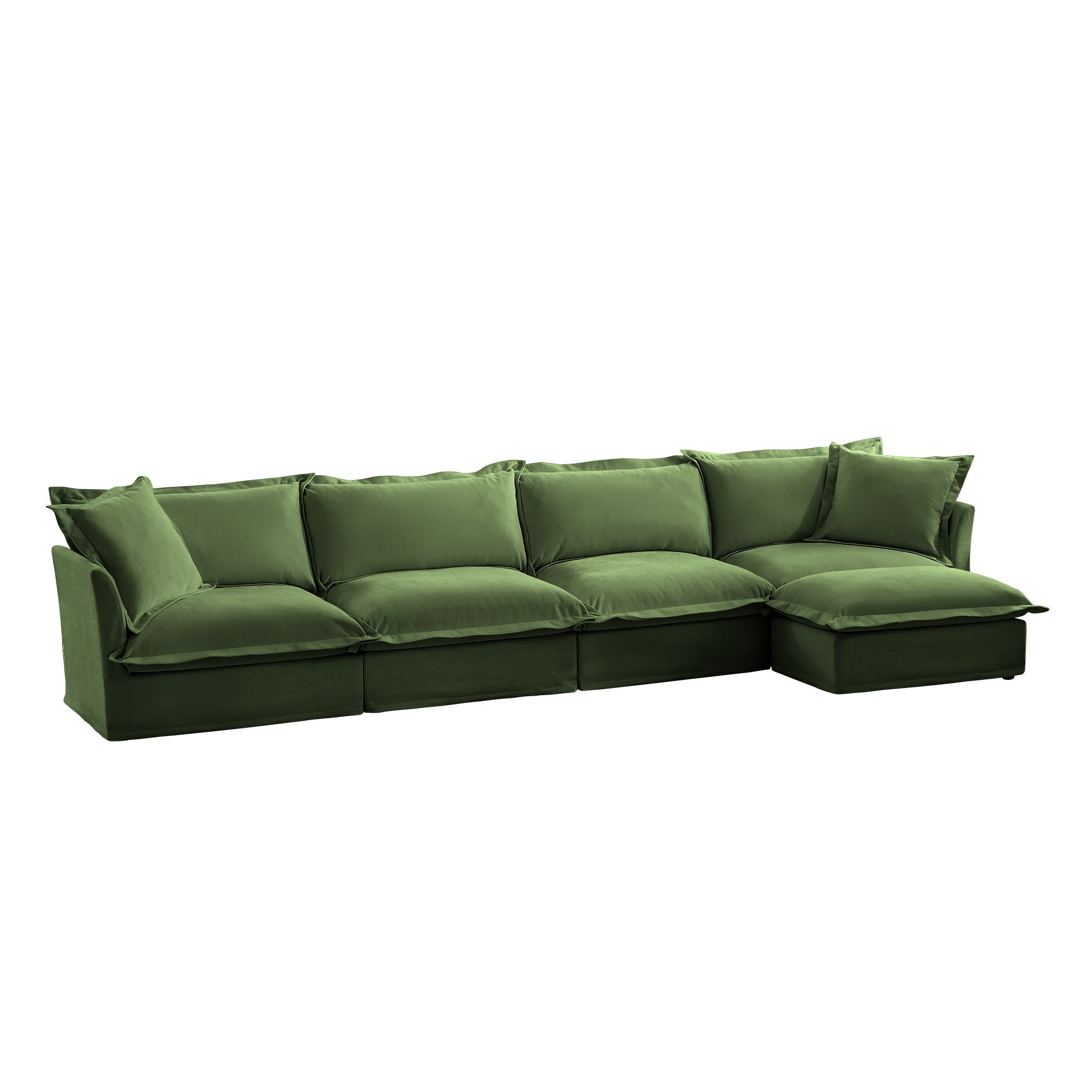 Fluffy 4-Seat Modular Sofa in Chenille Olive #OttOnly_1 #Fabric_Chenille Olive