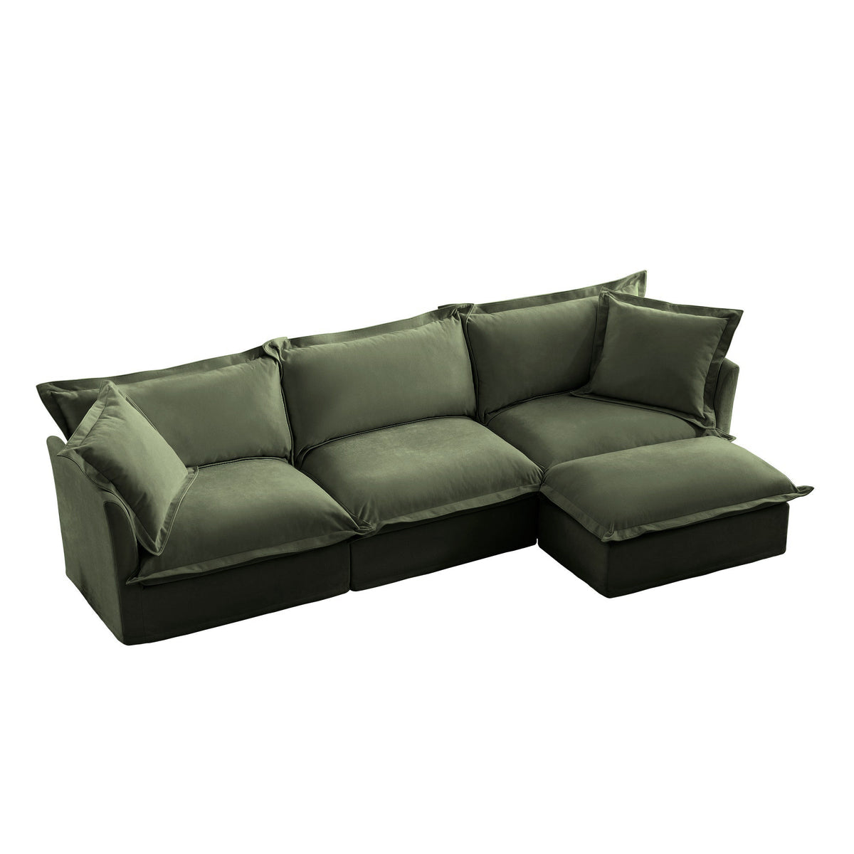 Fluffy 3-Seat Modular Sofa in Chenille Olive #OttOnly_1 #Fabric_Chenille Olive