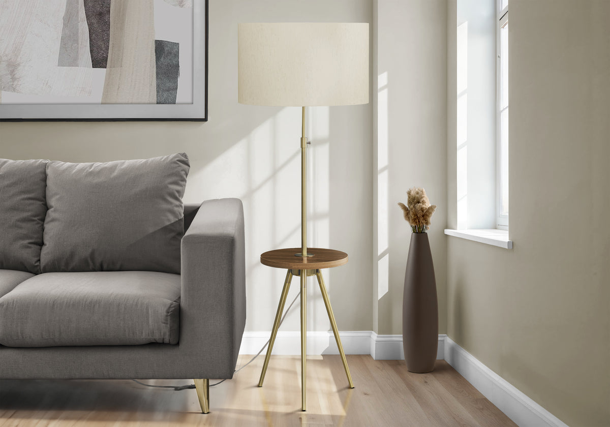 Gold Floor Lamp, 55 in, Fabric Shade