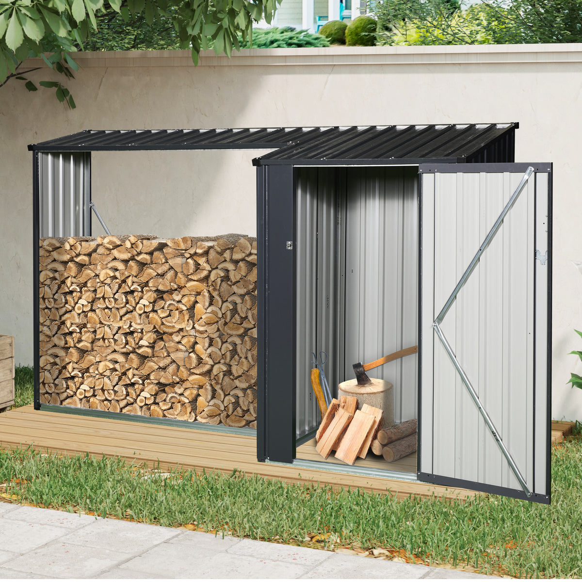 Black Metal Storage Shed