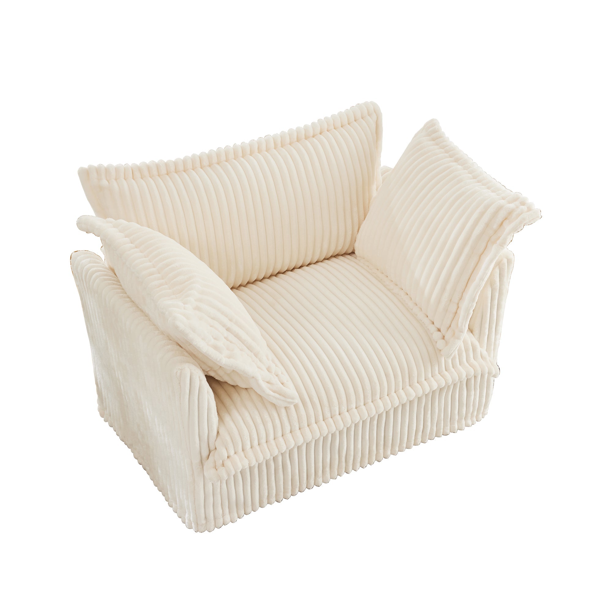 Fluffy Lounge Chair in Corduroy Cream #Fabric_Corduroy Cream