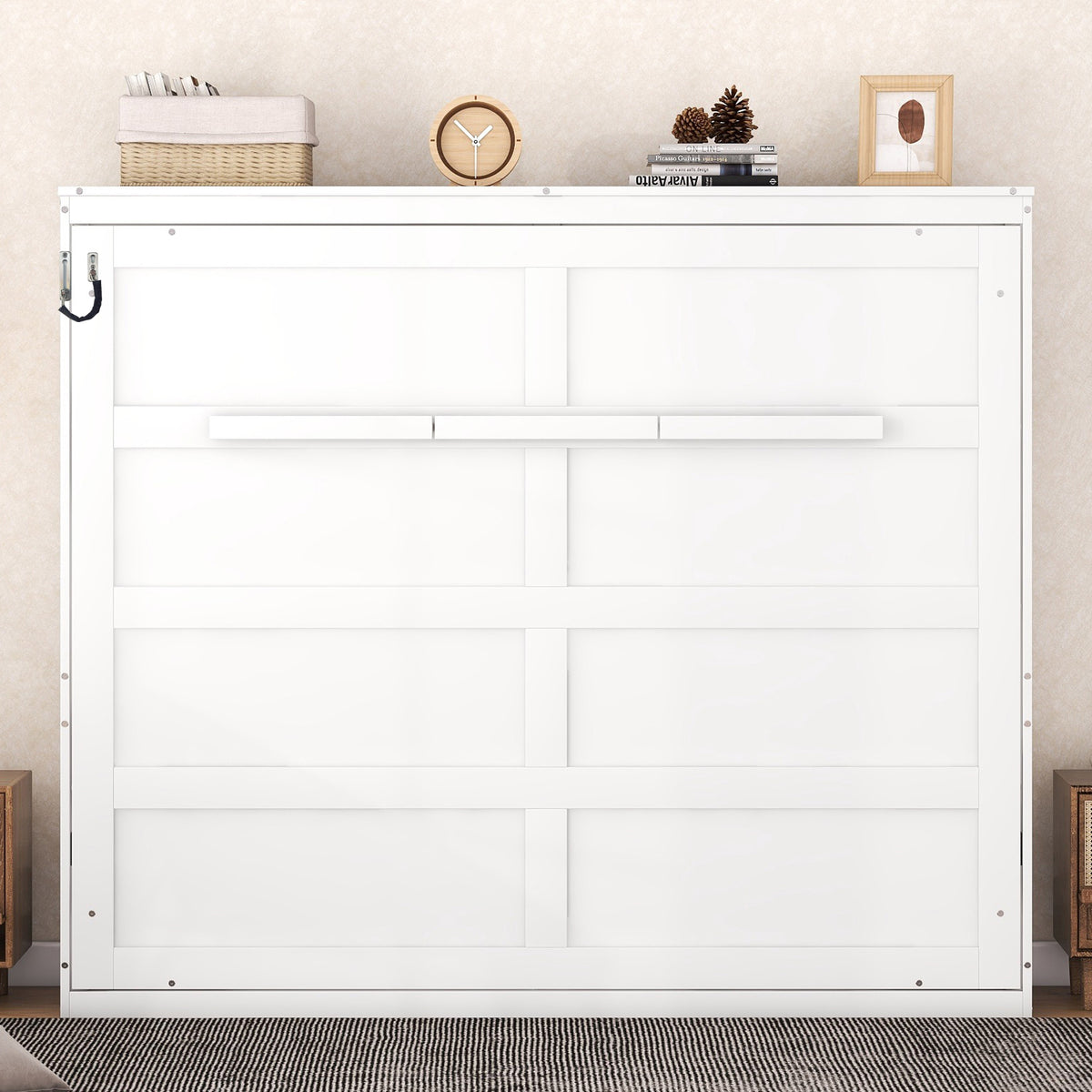 Queen Size Murphy Bed Cabinet, White