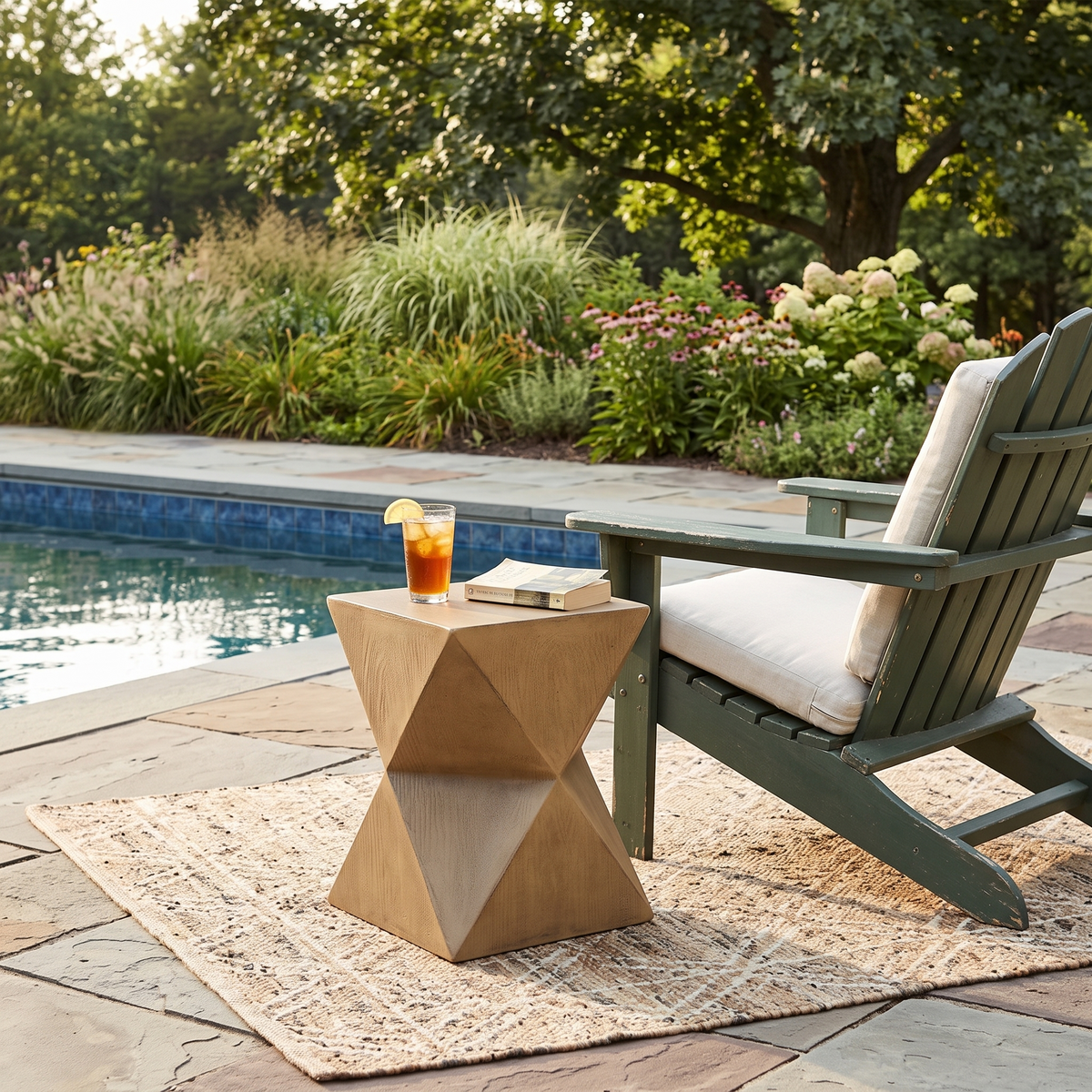 Natural Outdoor Side Table, 18 in Tall, 14.3 in Deep