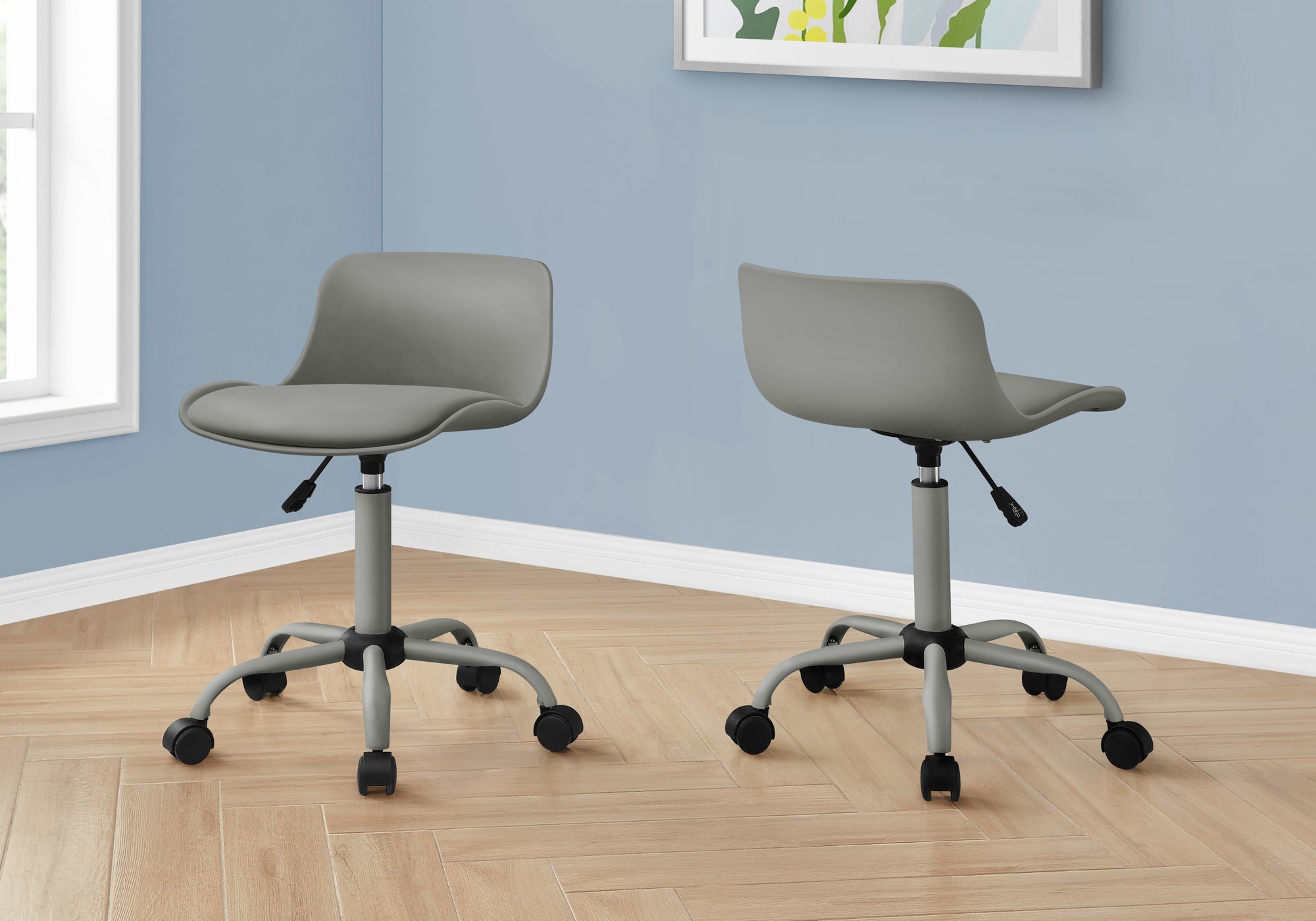 Kids Gray Office Chair, Low-Back, Swivel, Height Adjustable
