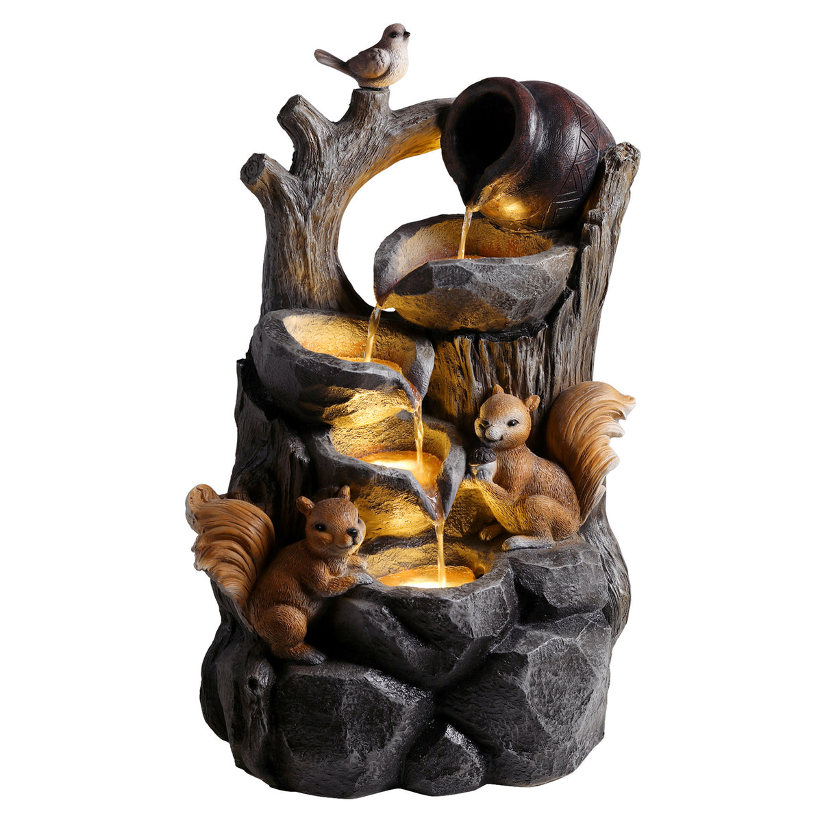 Gray Resin Outdoor Water Fountain, 30.1 in Tall