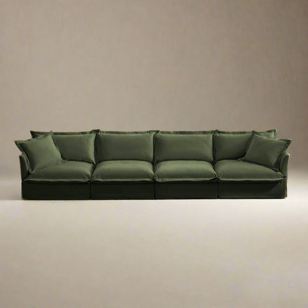 Fluffy 4-Seat Modular Sofa in Chenille Olive #OttOnly_0 #Fabric_Chenille Olive