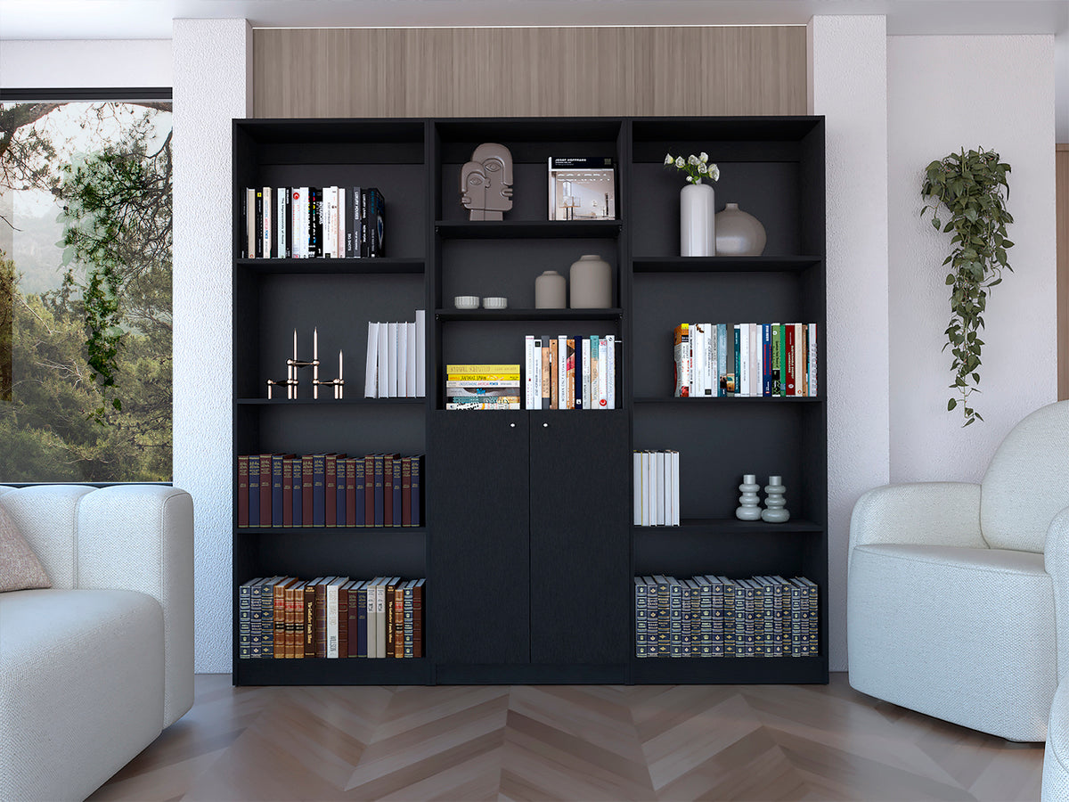 Bookcase, 11 Shelves, 74.1 in, Black