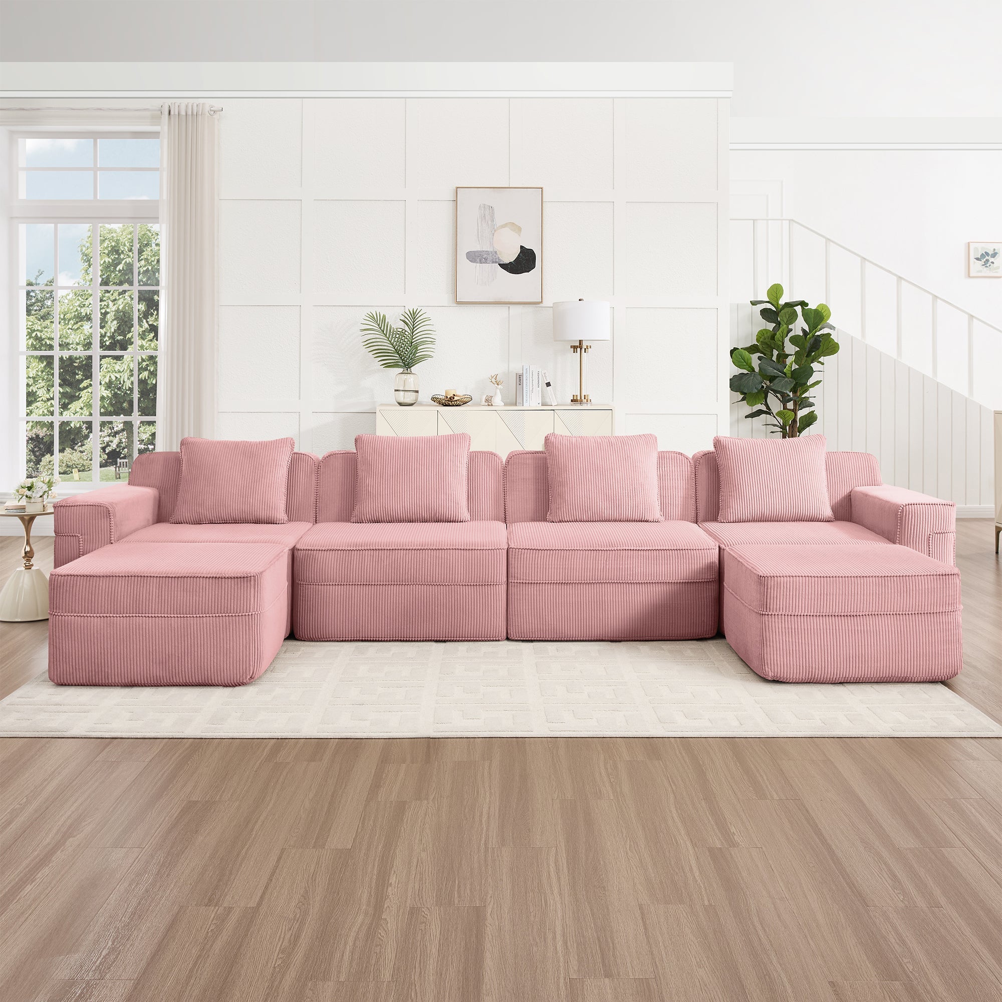 Hudson 4-Seat Boneless Couch in Pink #OttOnly_2 #Color_Pink