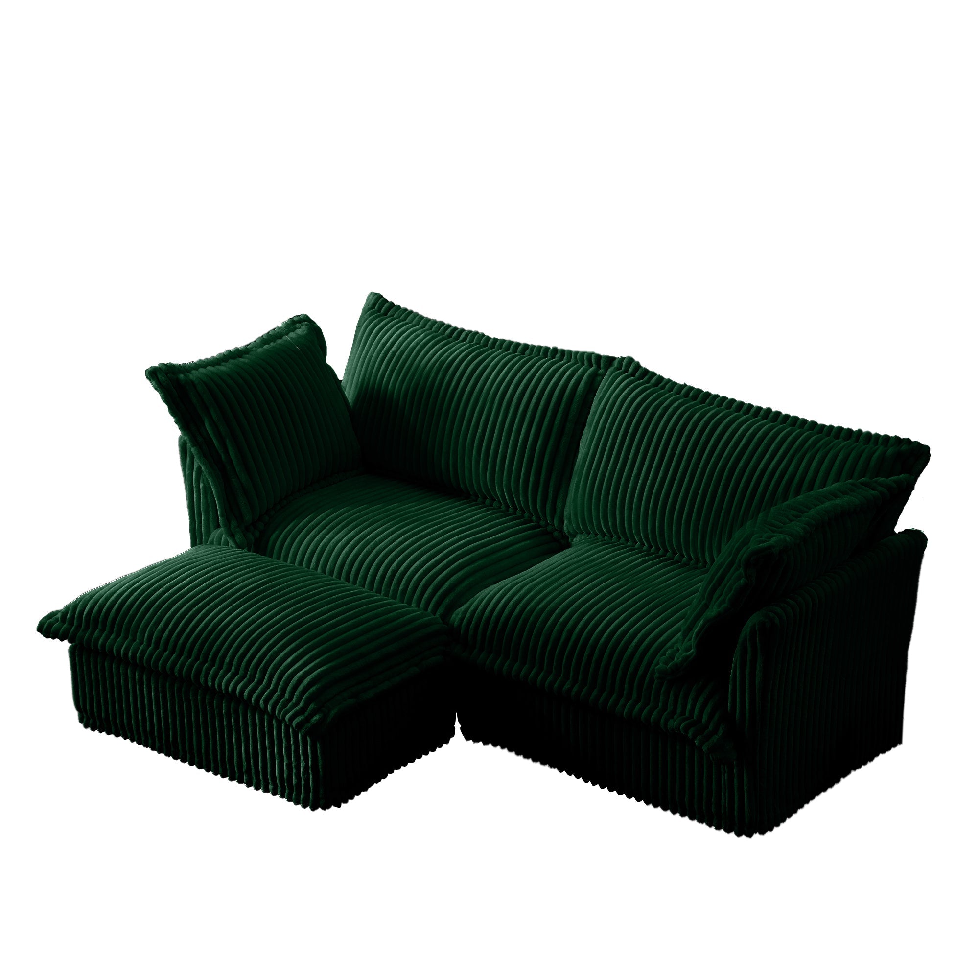 Fluffy 2-Seat Modular Sofa in Corduroy Emerald #OttOnly_1 #Fabric_Corduroy Emerald