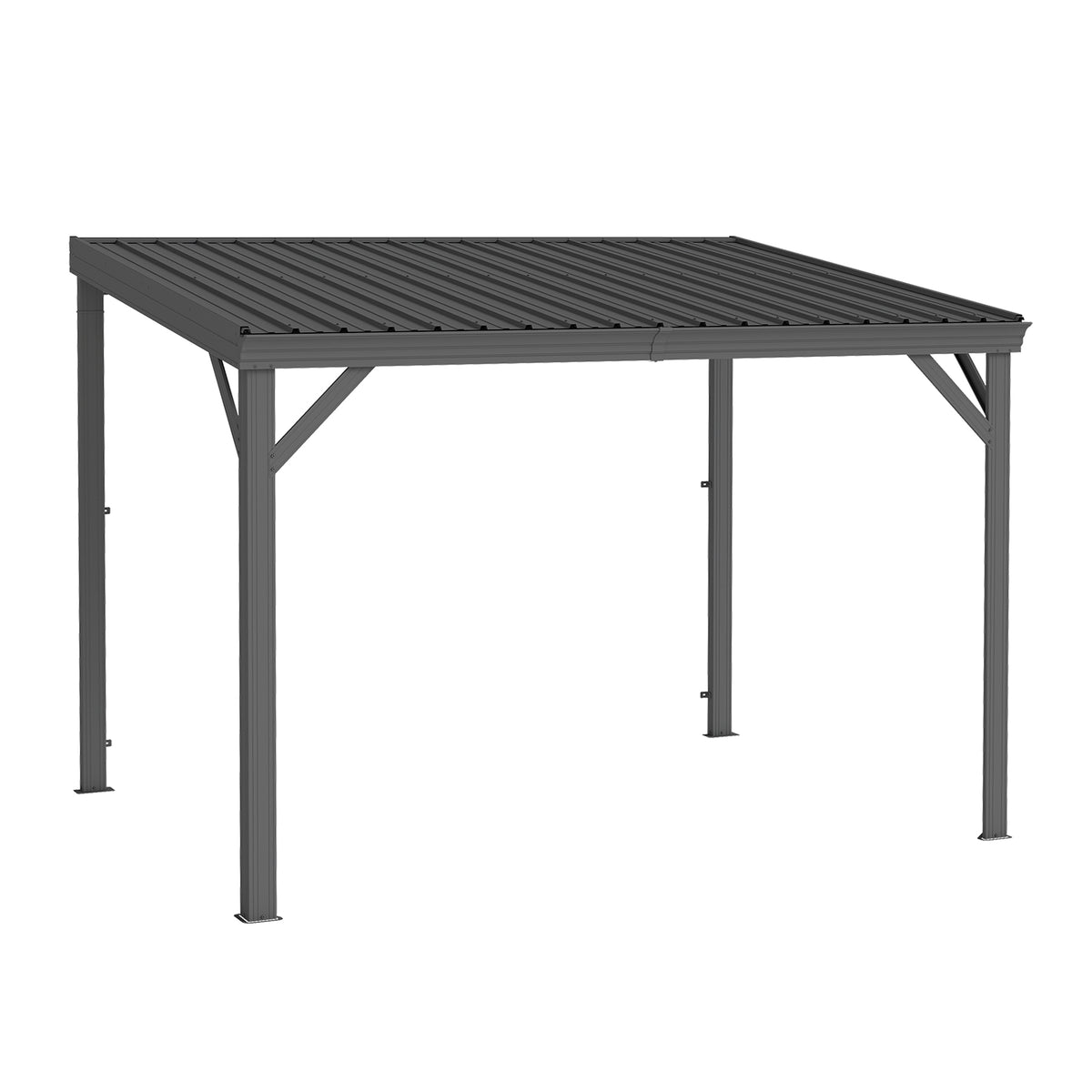 8x10 ft Gray Metal Lean-To Hardtop Gazebo