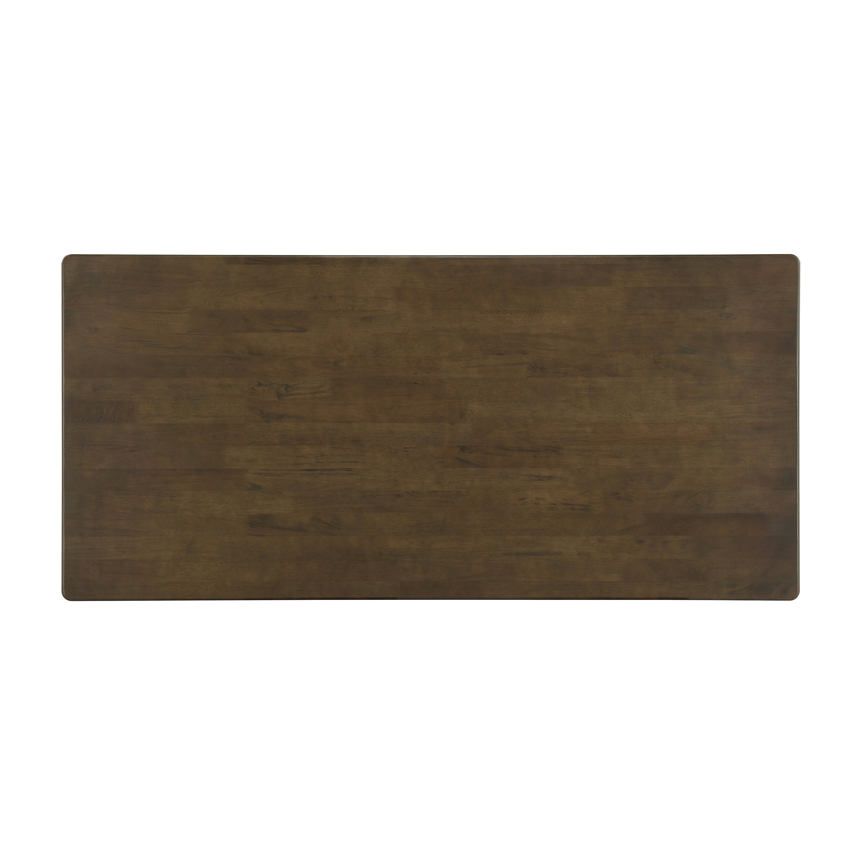 Overhead view of the walnut solid wood plank tabletop